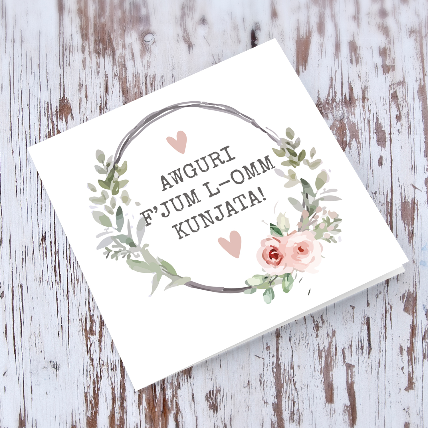 Floral wreath Mother's Day Card in Maltese for Mother in Law