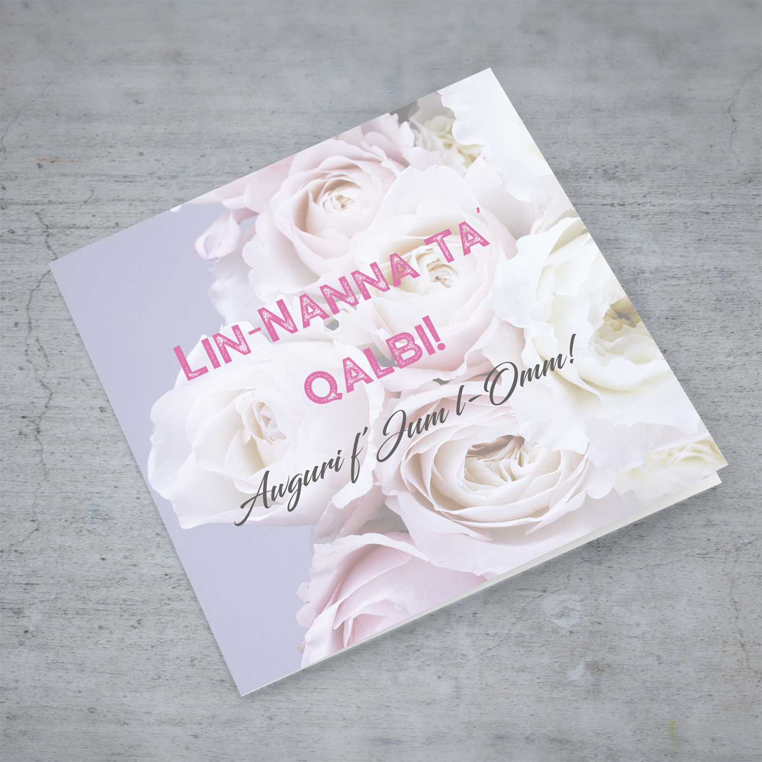 Pink and purple roses Mother's Day Card for Grandma in Maltese
