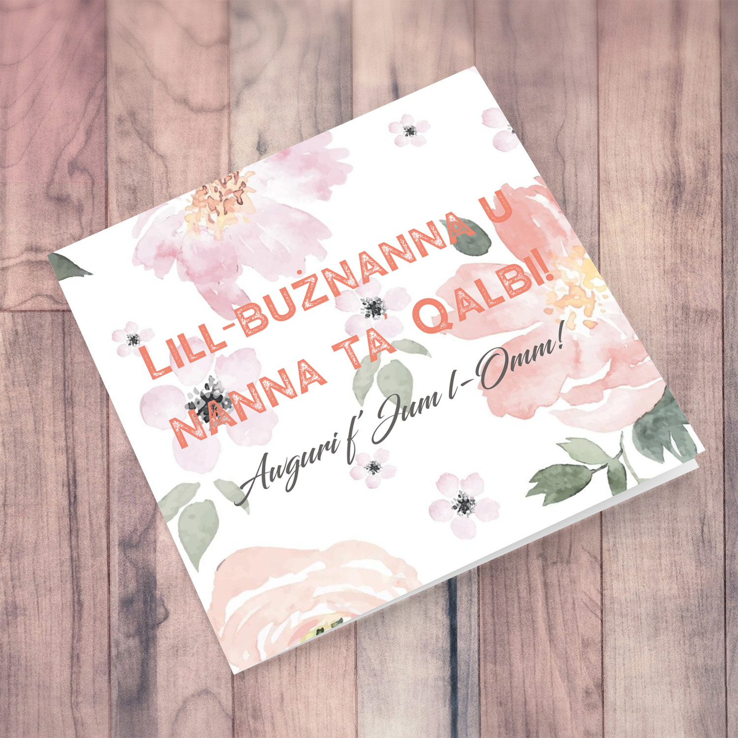 Soft floral background Mother's Day card for Great Grandma and Grandma in Maltese