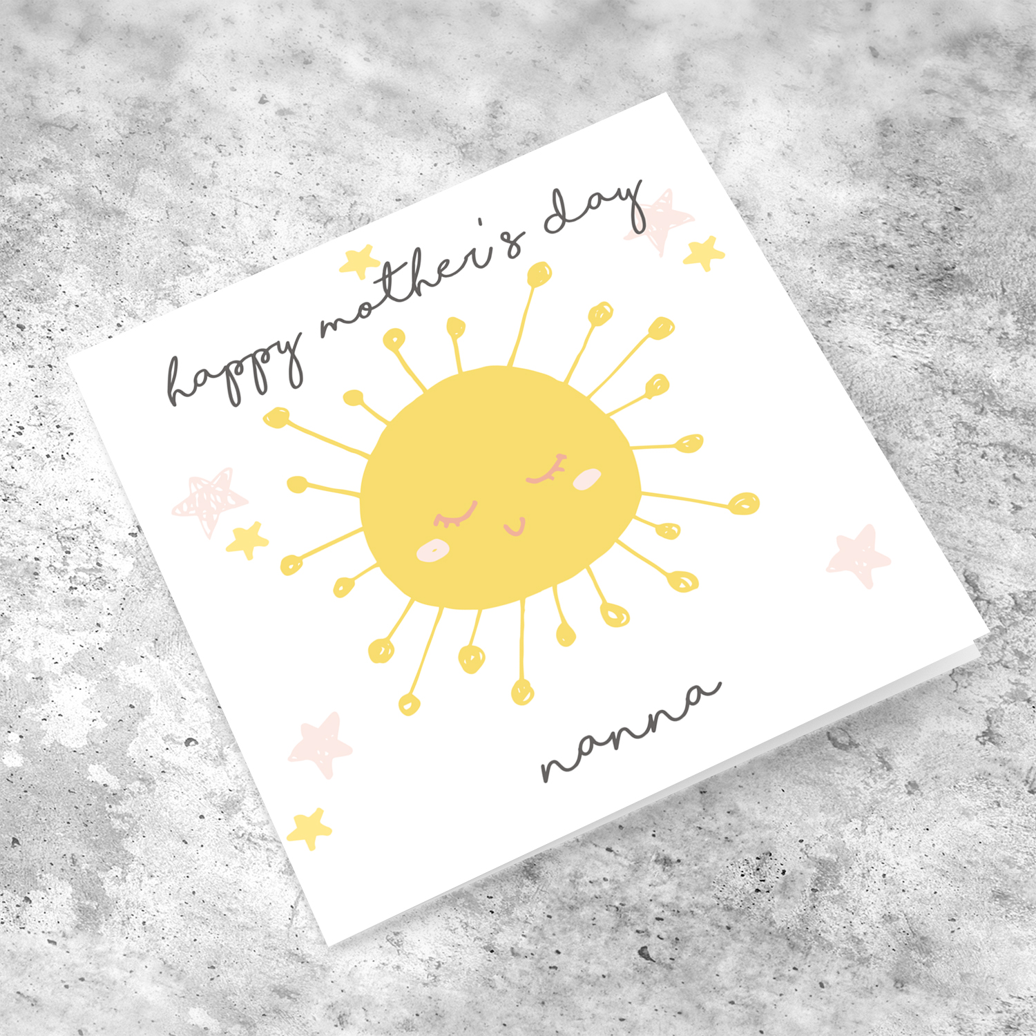 Cute sun with stars mother's day card for grandma in English
