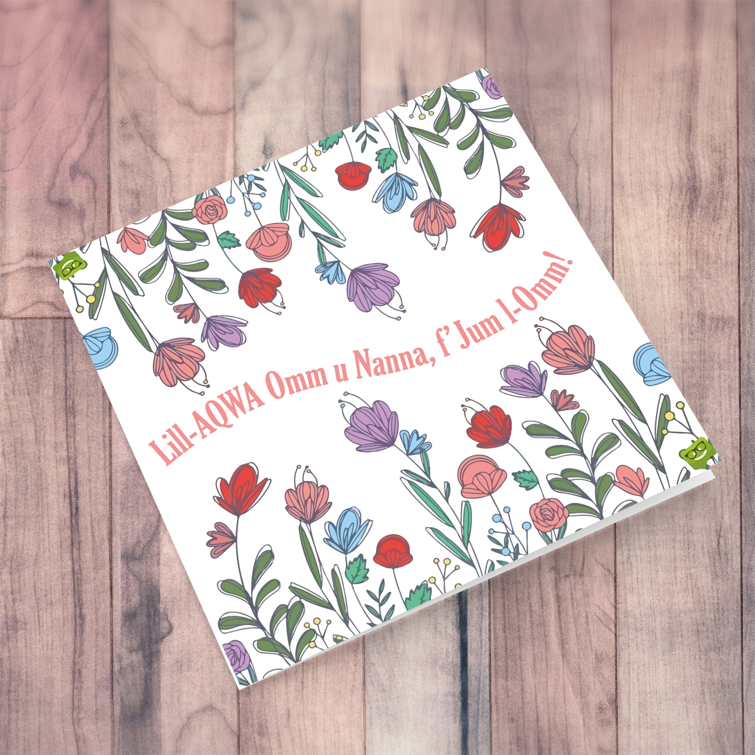 Colourful flowers themed Mother's Day Card for Mother and Grandma in Maltese