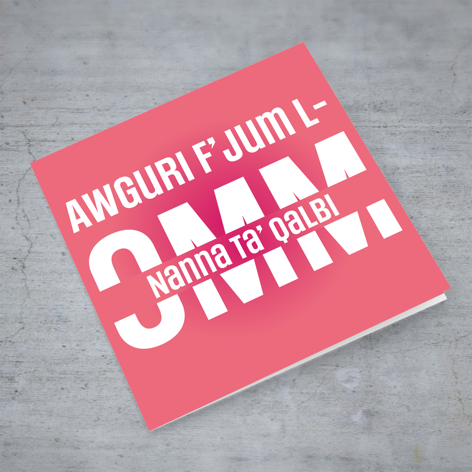 Bright pink background mother's day card for Grandma in Maltese