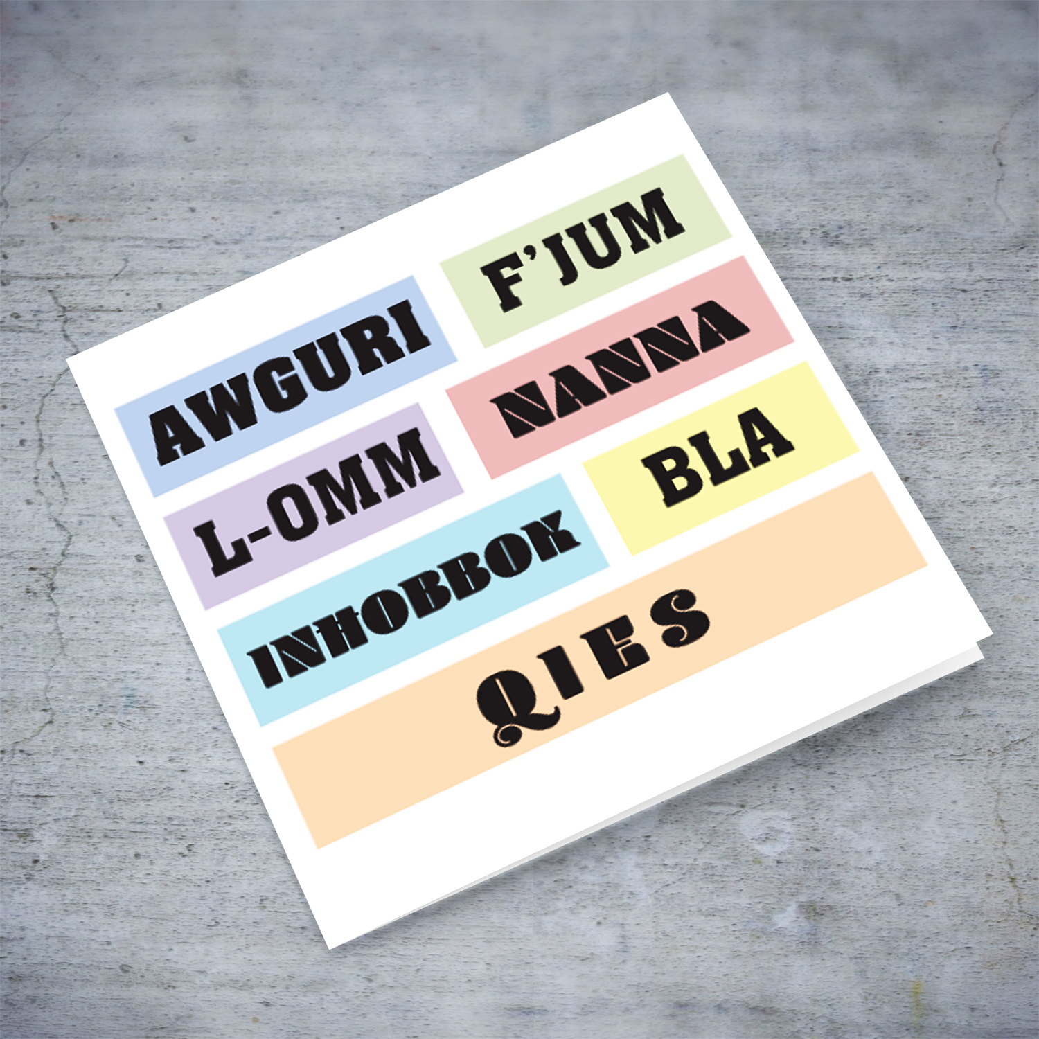 Colourful, modern mother's day card for Grandma in Maltese