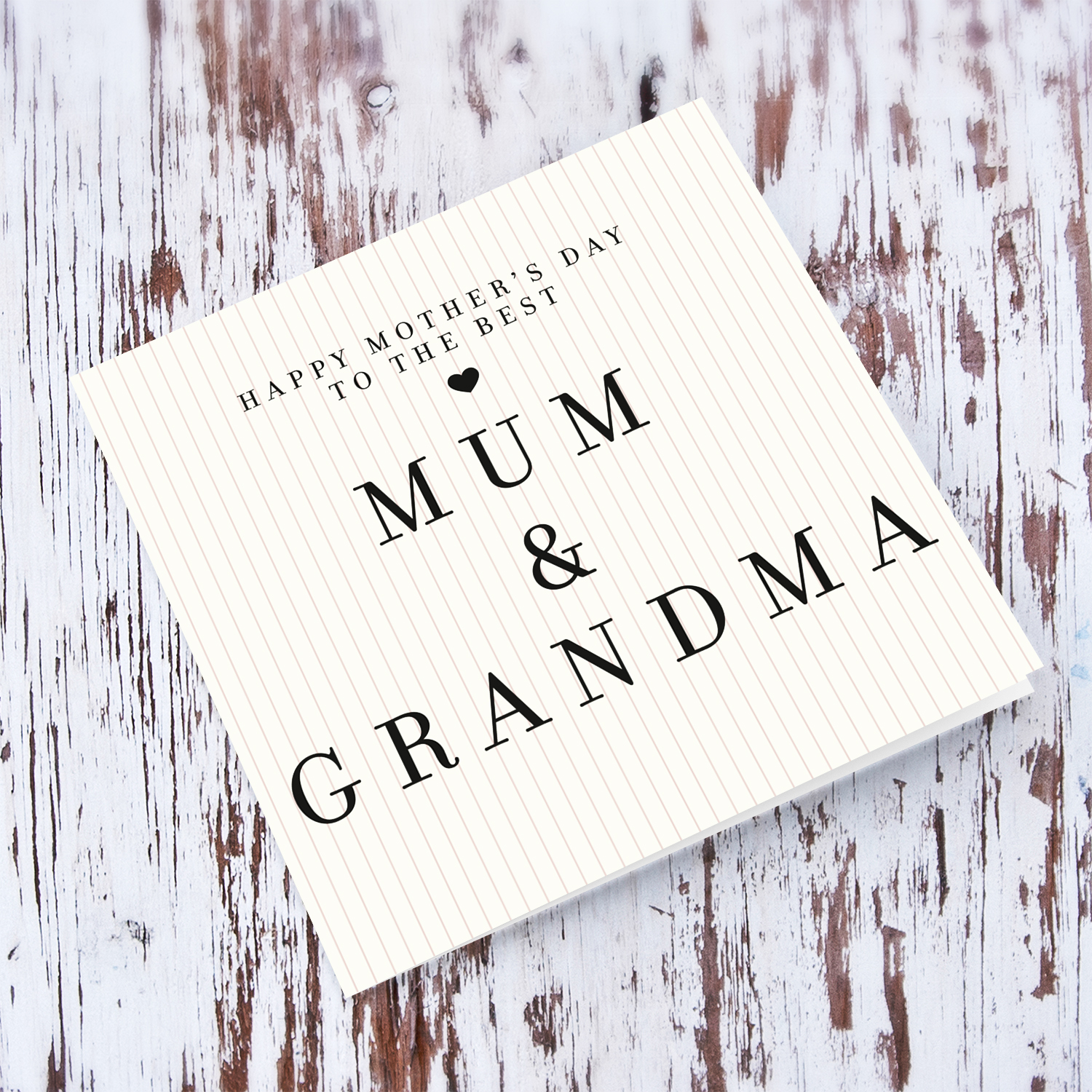 A modern striped neutral background mother's day card for the best mum & grandma in English