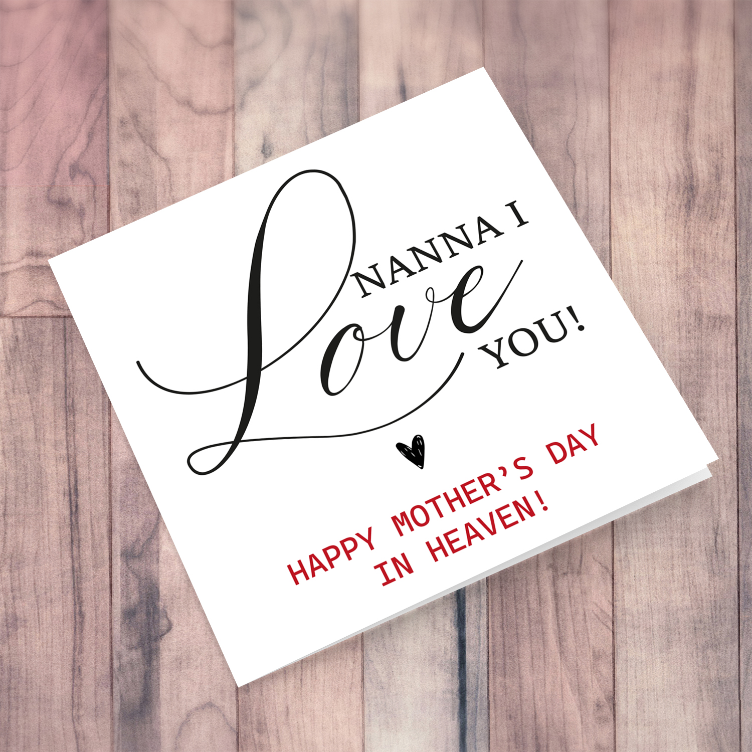 Minimalist mother's day card in Heaven for Grandma in English 