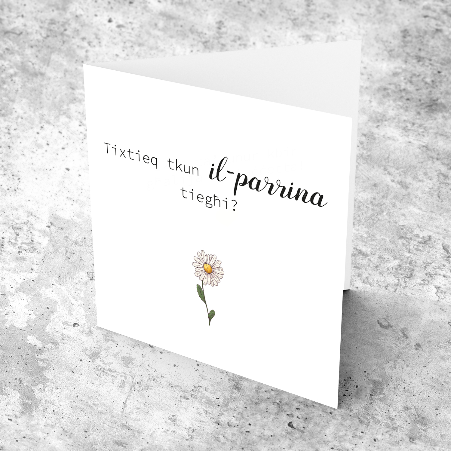 Flower themed female baptism sponsor card in Maltese