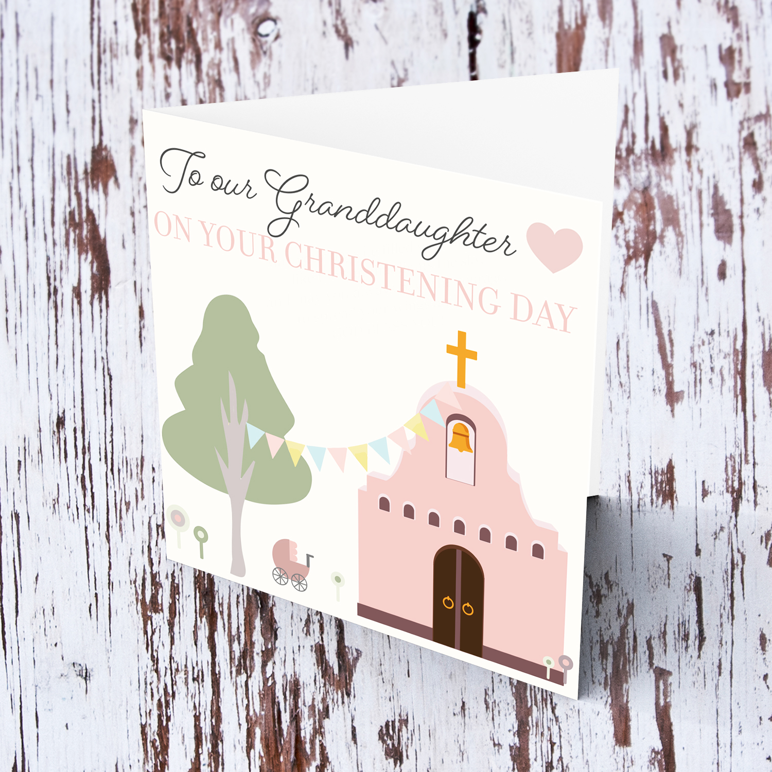 Church themed baptism / christening card for Granddaughter in English
