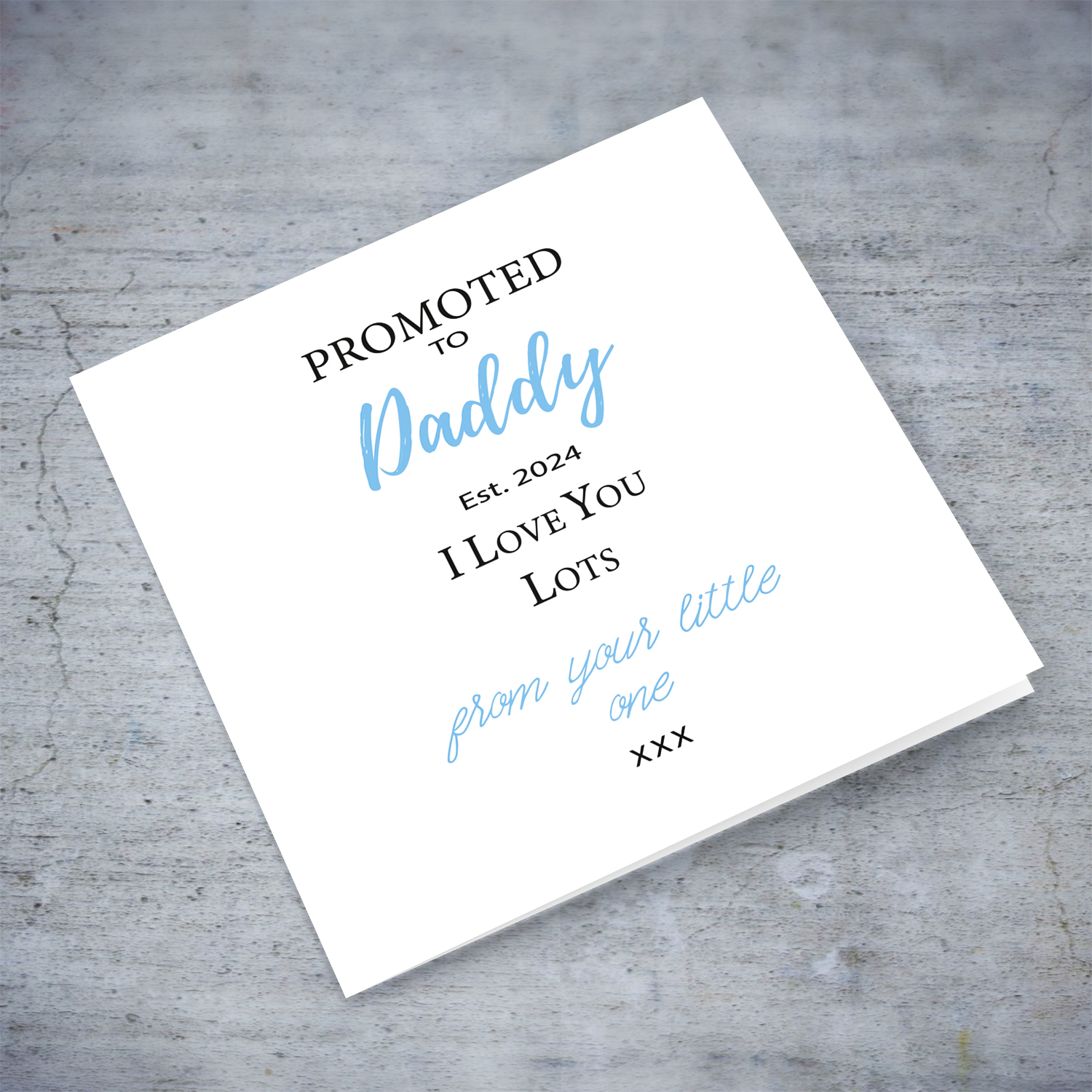 Promoted to Daddy card from new born in English