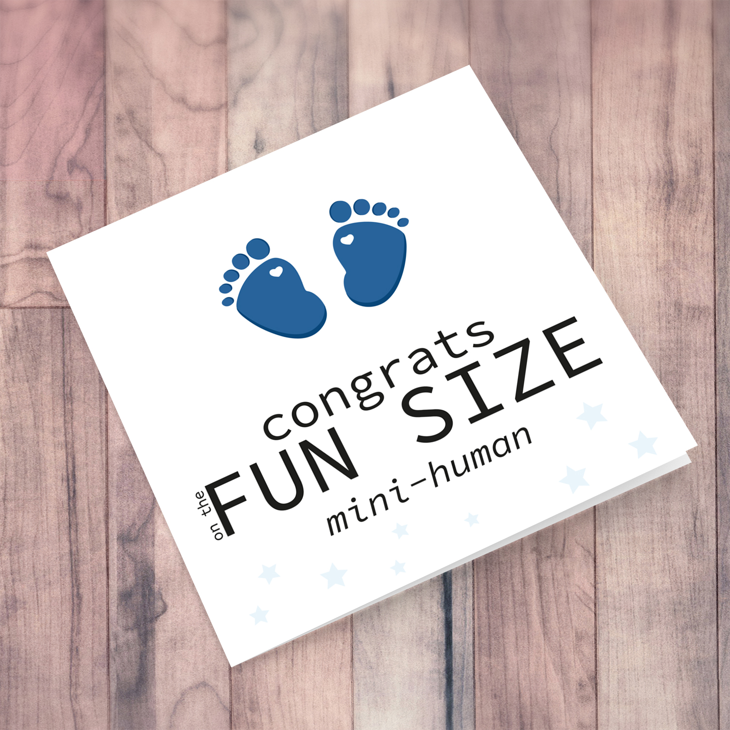 Blue Footprint new born card for boys in English