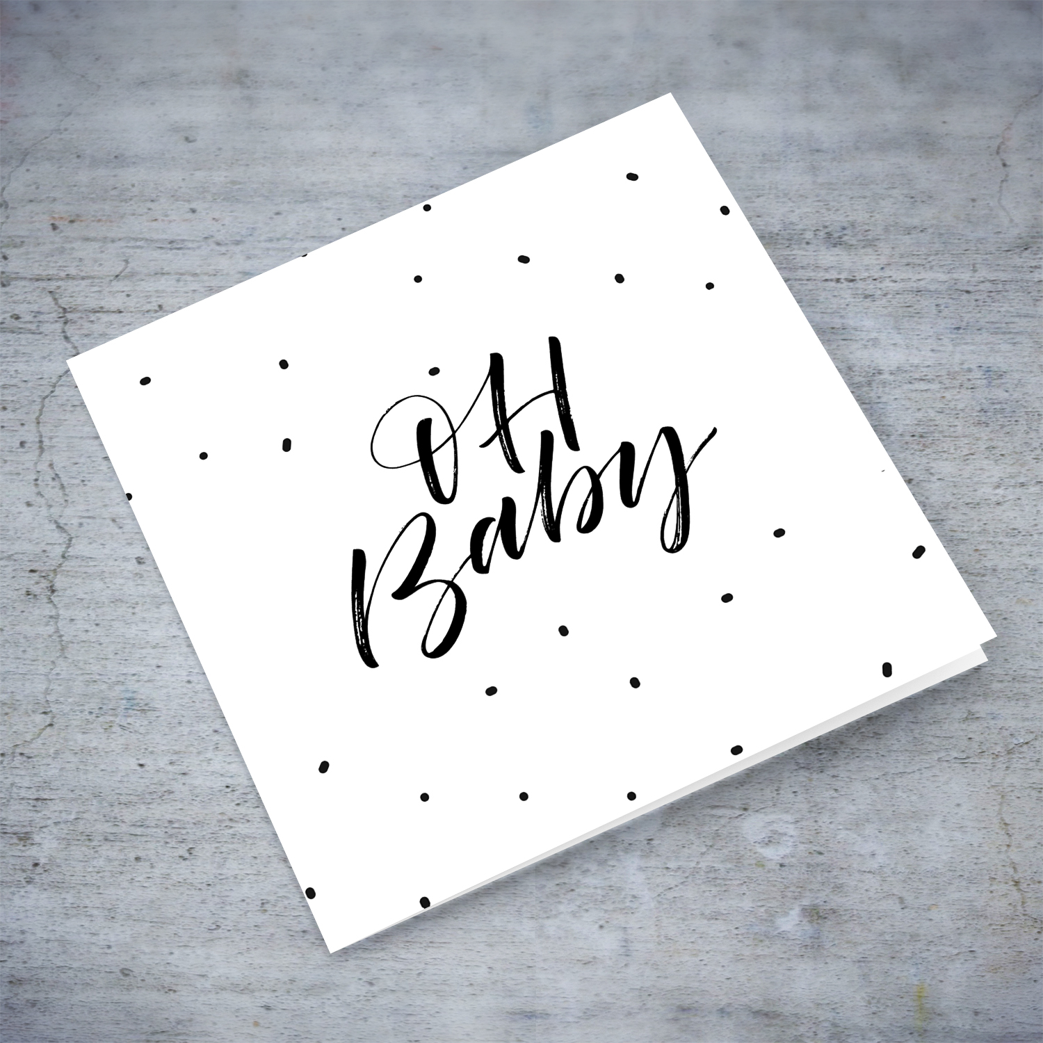Minimalist cute Oh Baby new born card in English (Unisex)