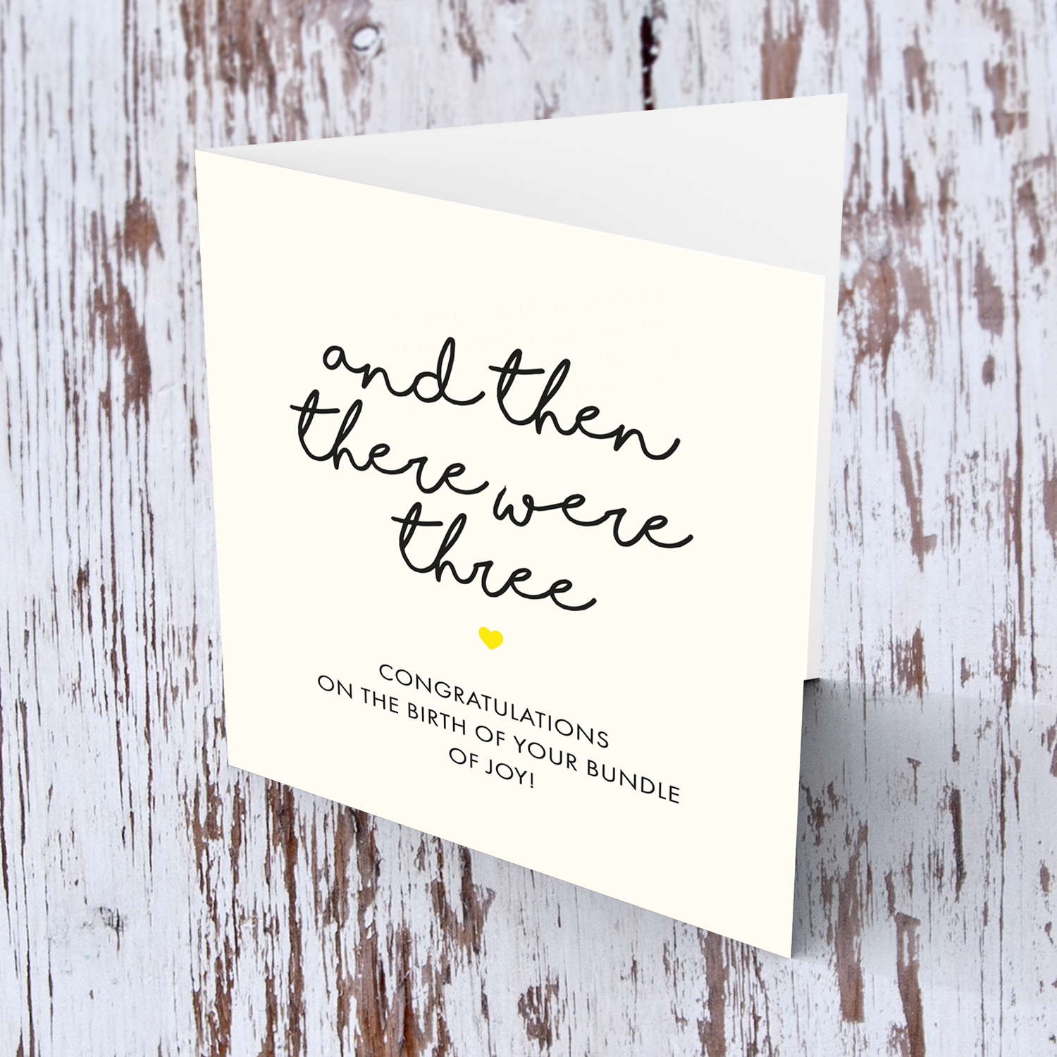 And then there were three - new born card in English