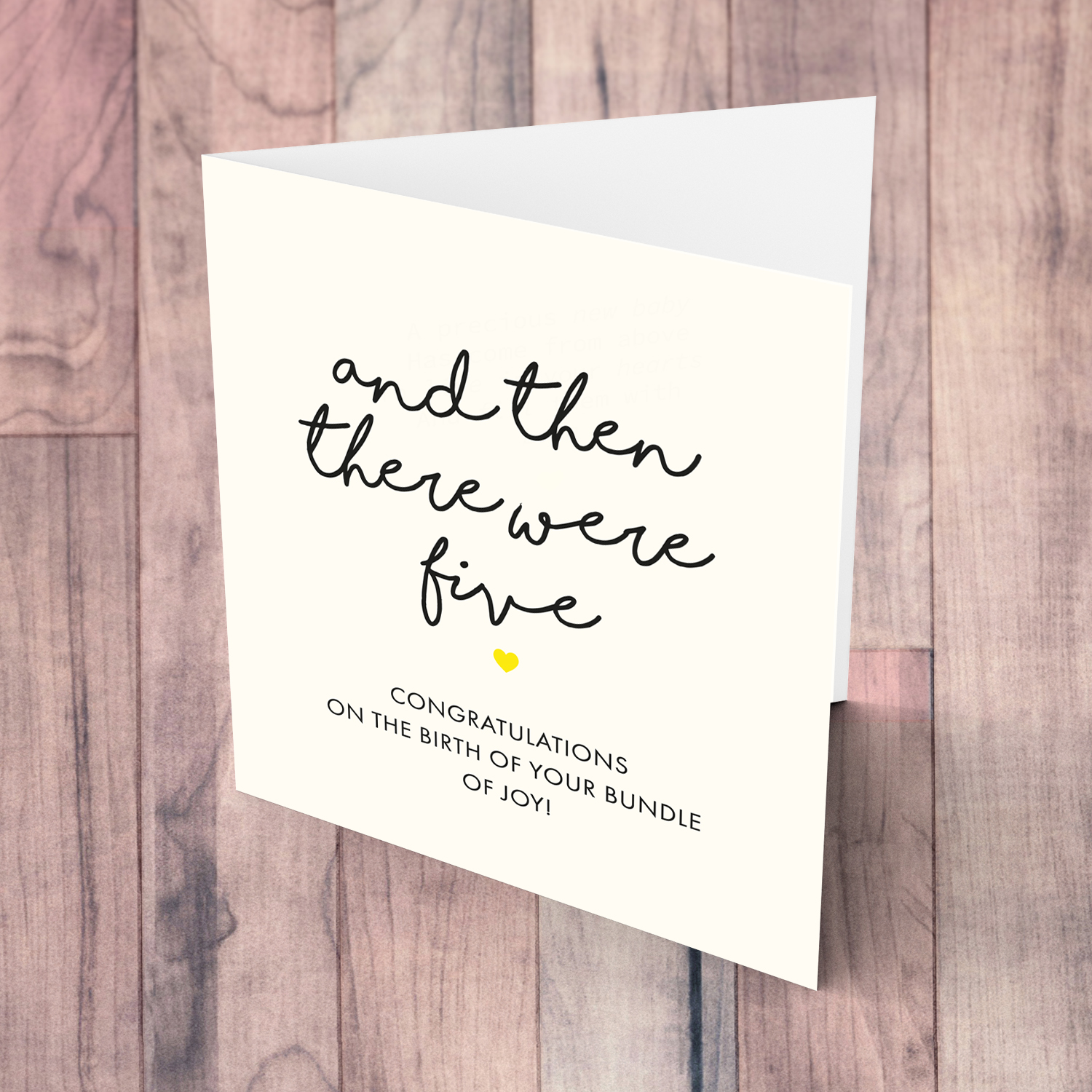 And then there were five - new born card in English