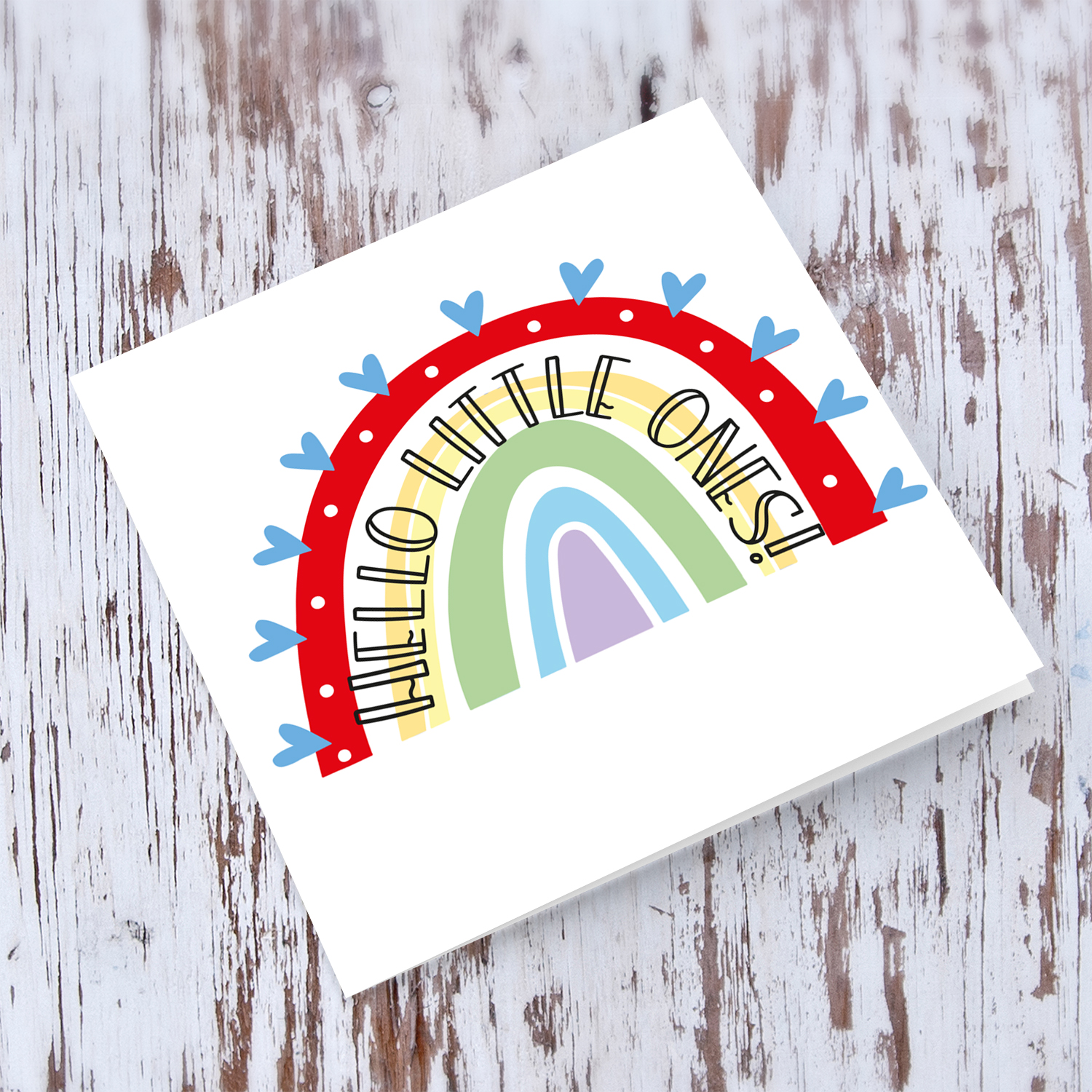 Rainbow themed new born card in English for twins