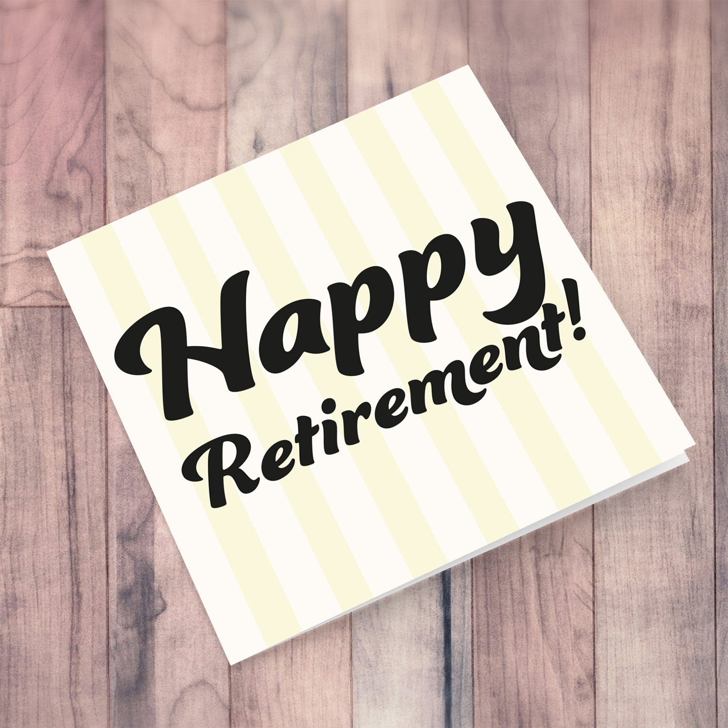 Light striped background with Happy Retirement in English