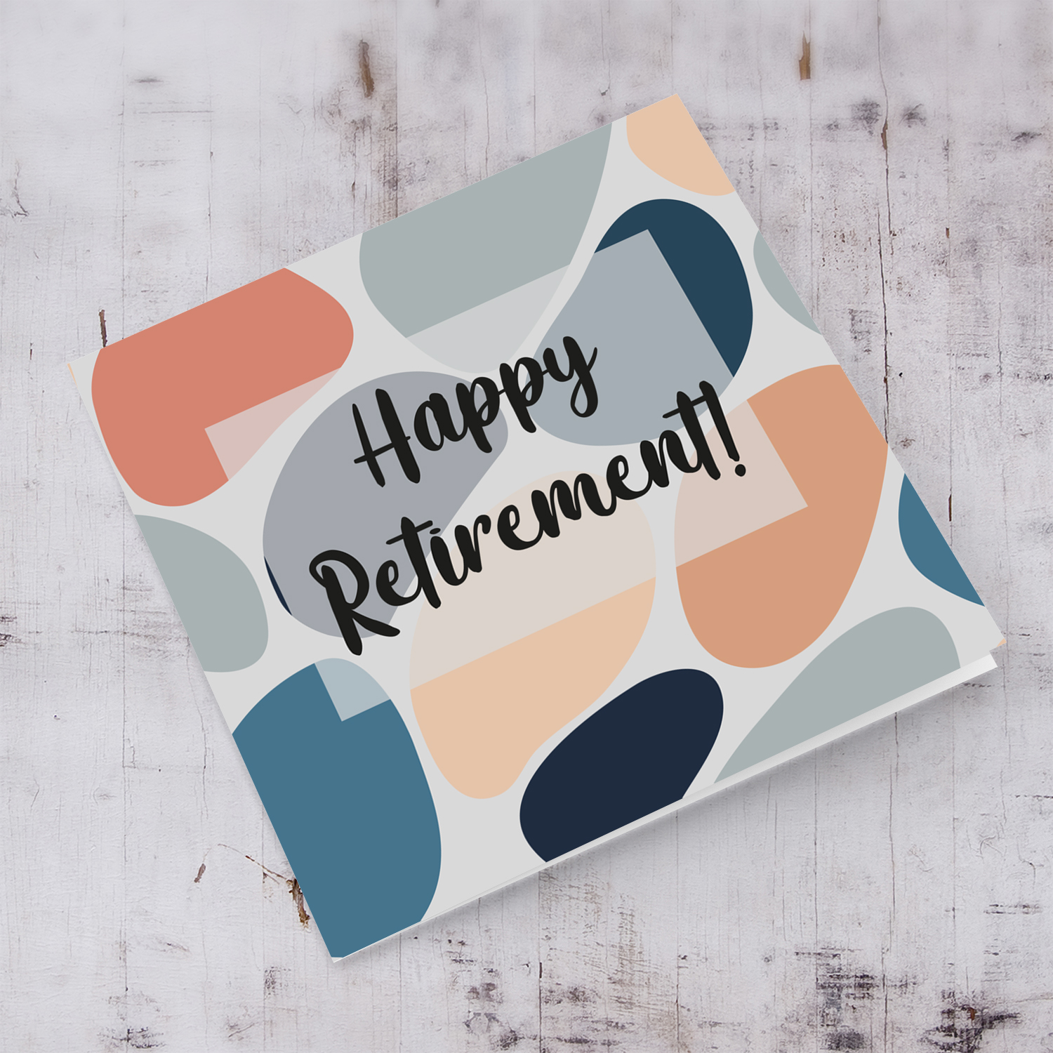 Happy Retirement card with different coloured pebbled background