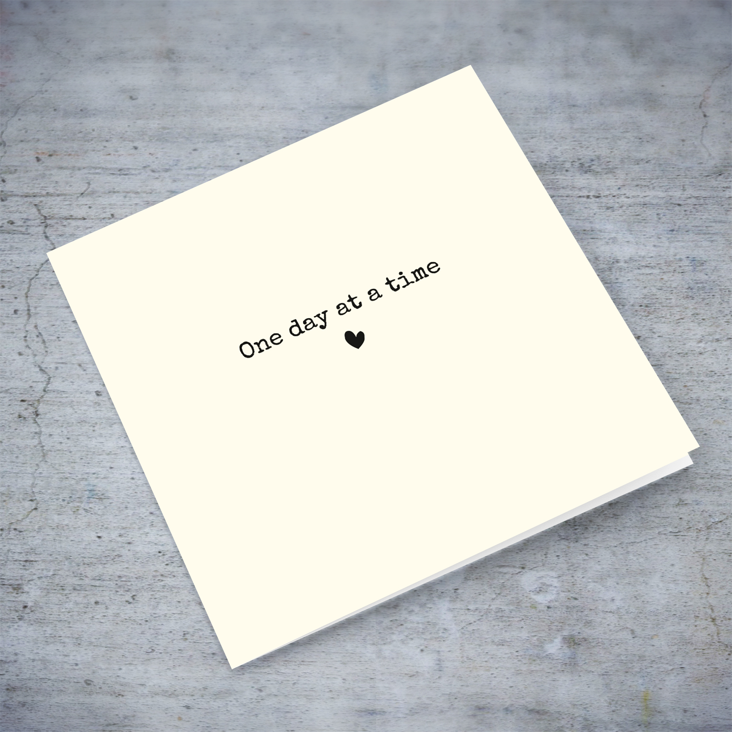 Minimalist & monochrome sobriety card - one day at a time in English