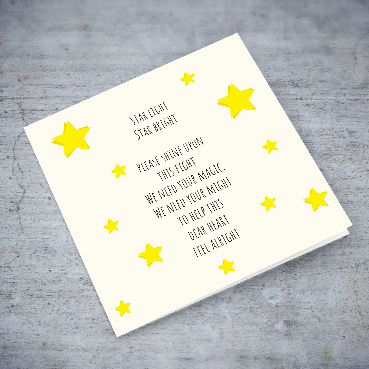 Star themed card in light background in English