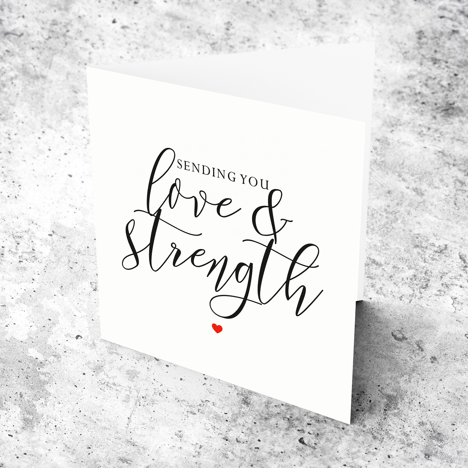 Minimalist card - sending you love and strength with red heart in English
