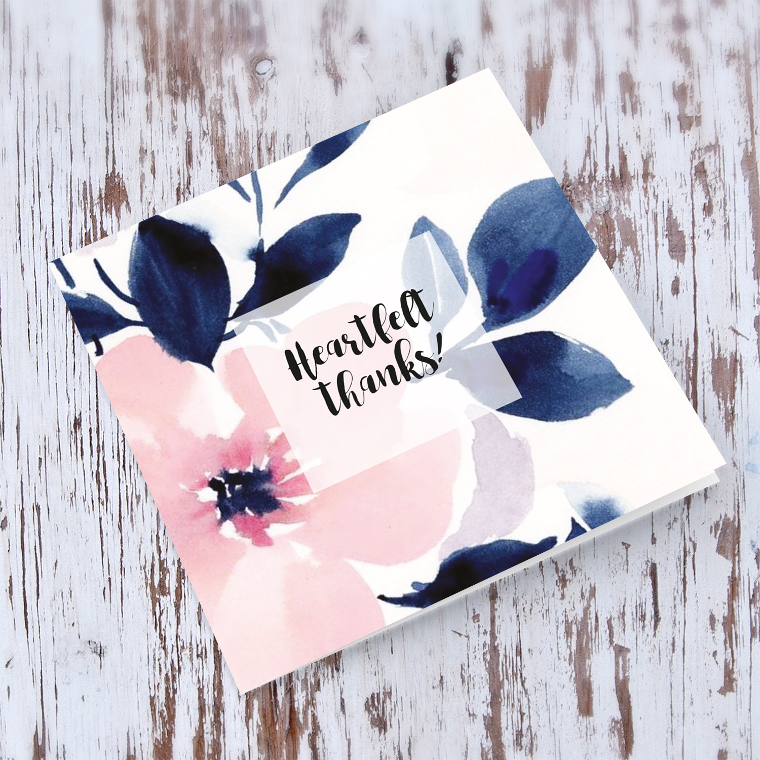 Floral themed thank you card in English