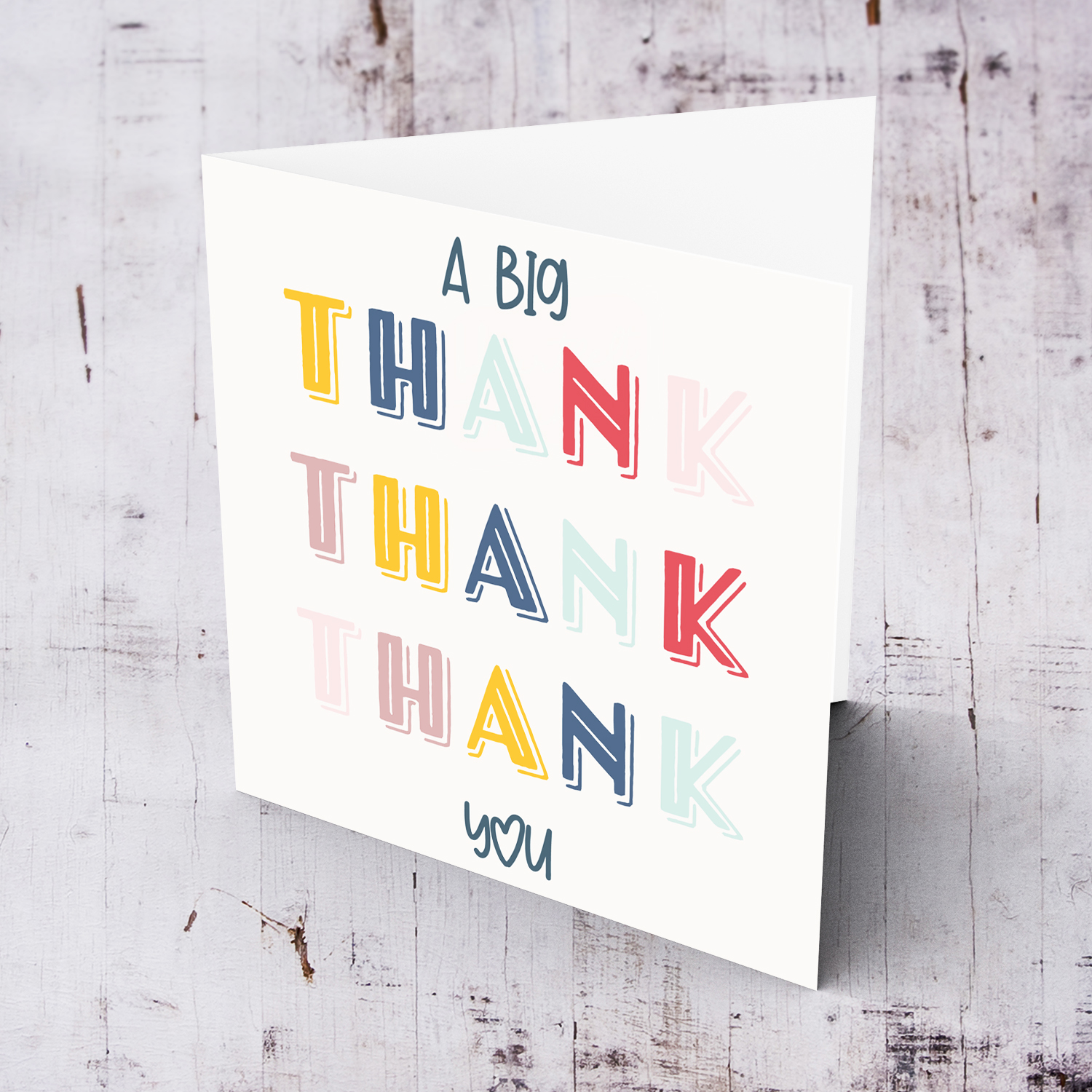 A big thanks, in colourful text in English