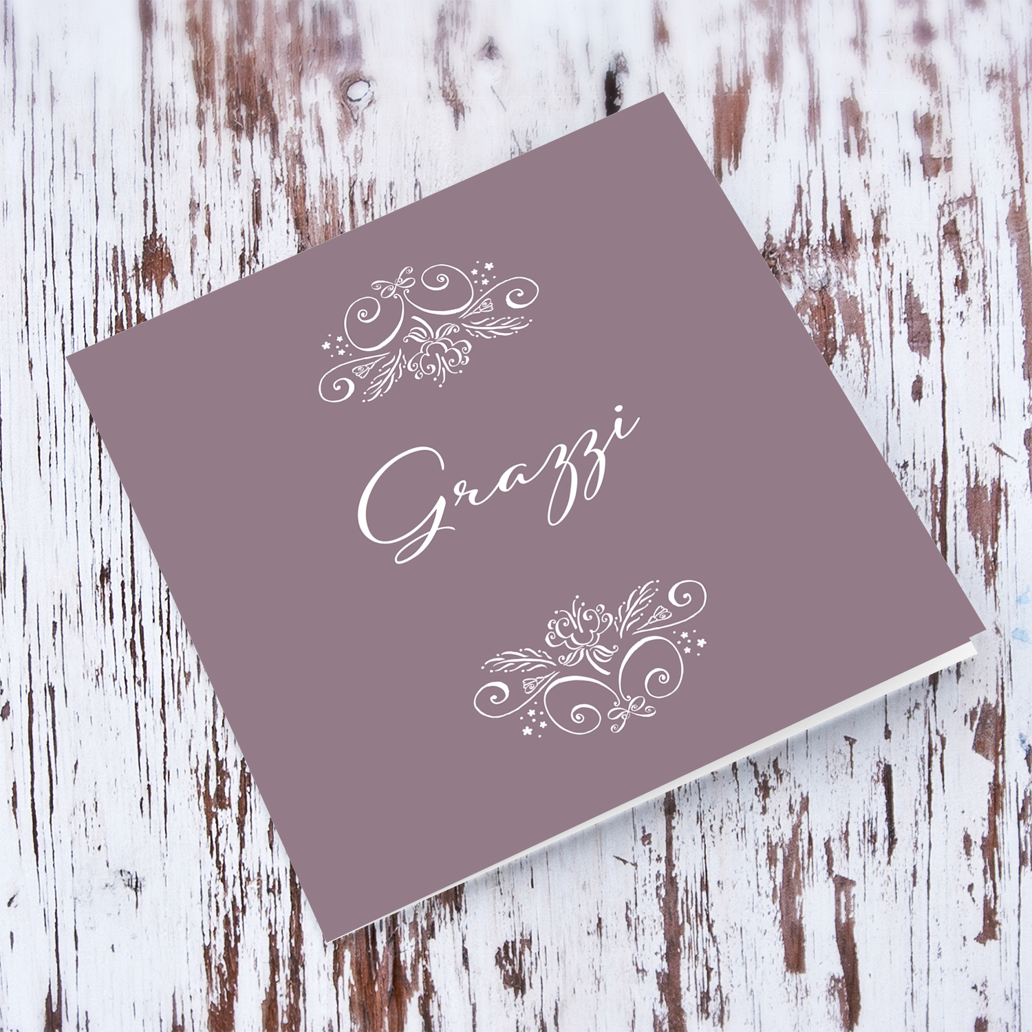 Elegant neutral & unisex thank you card in neutral colour and white decor and text in Maltese (Blank message on the inside)