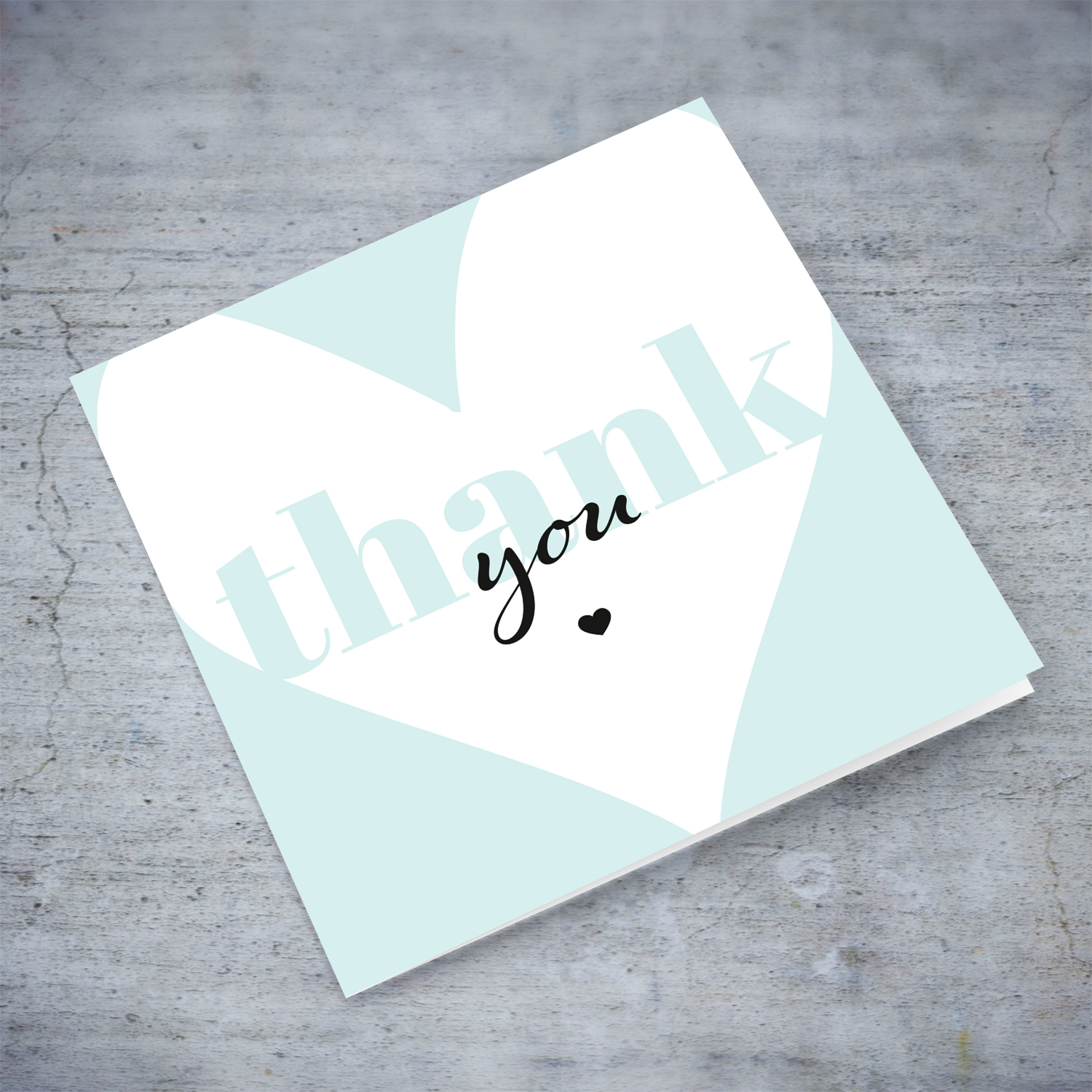 A neutral two toned open thank you card in English (Blank message inside)