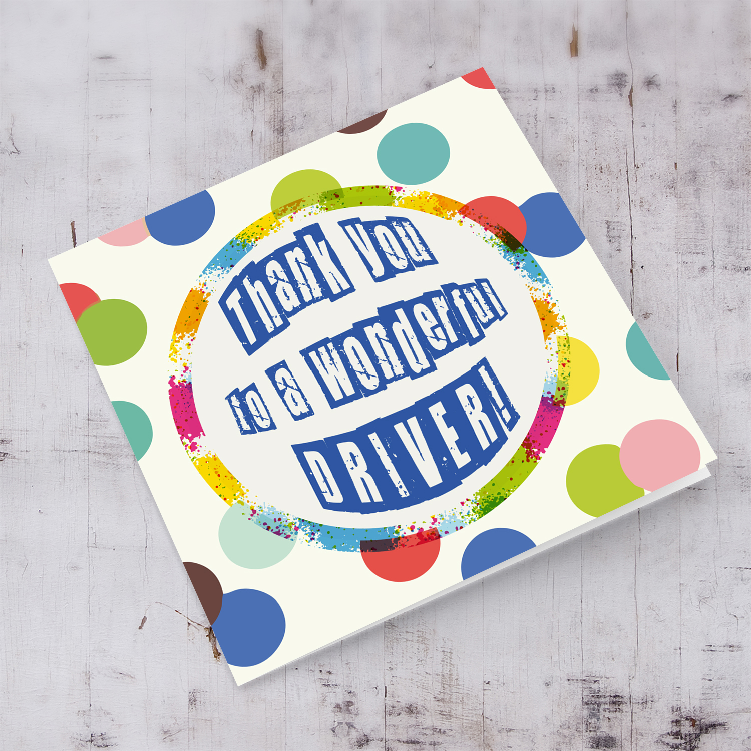 Colourful thank you card for driver in English!