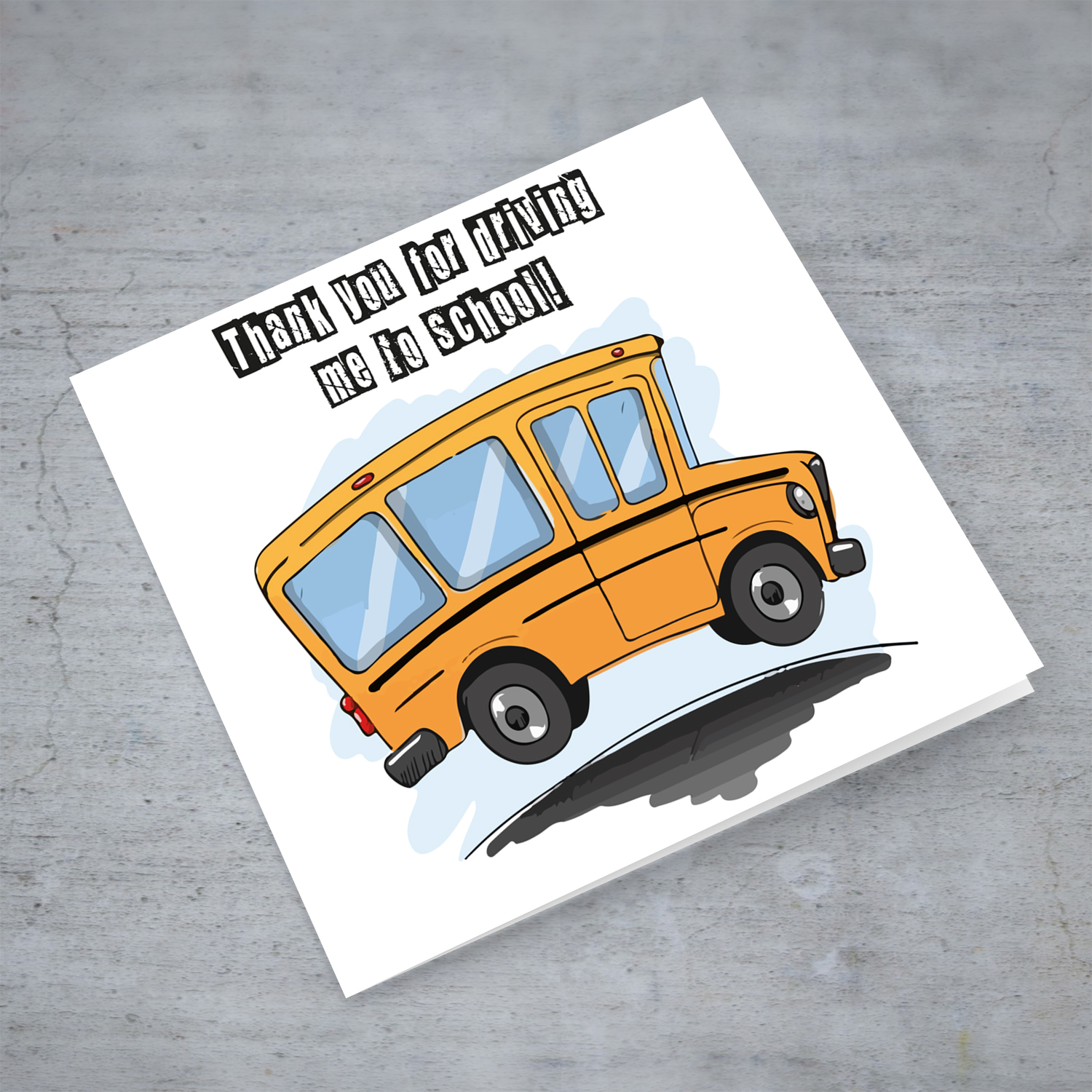 School Van themed thank you card for driver in English