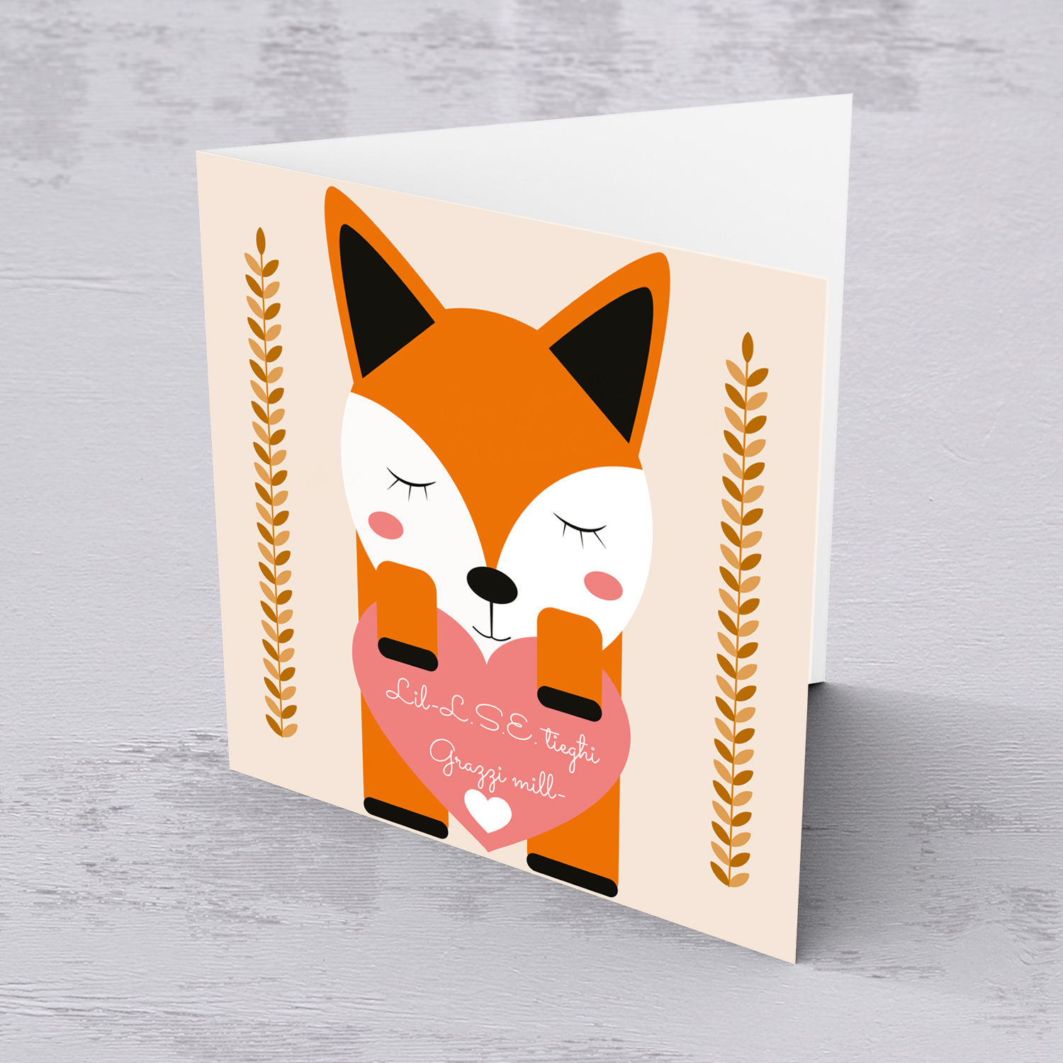 Fox themed thank you card for lse in Maltese