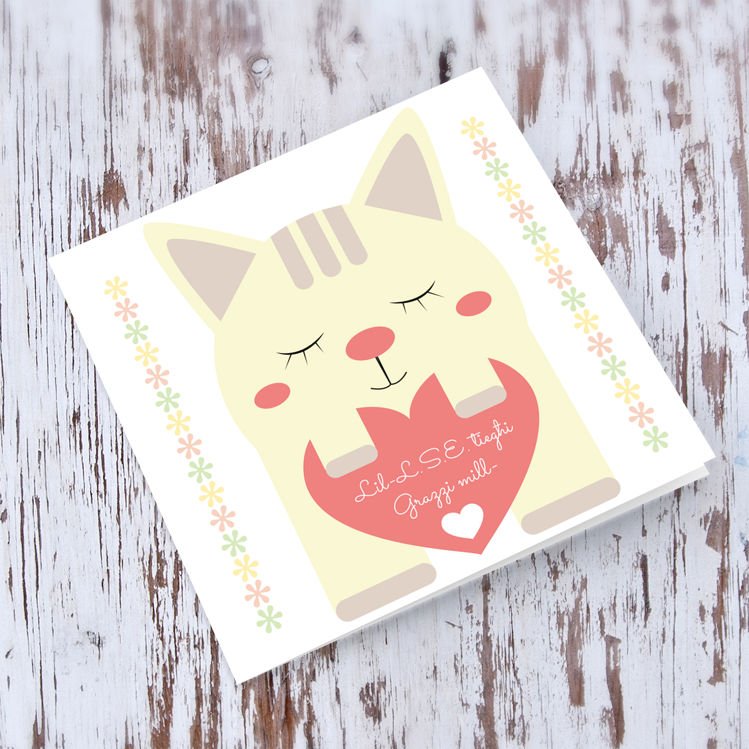 Cute cat thank you card for LSE in Maltese