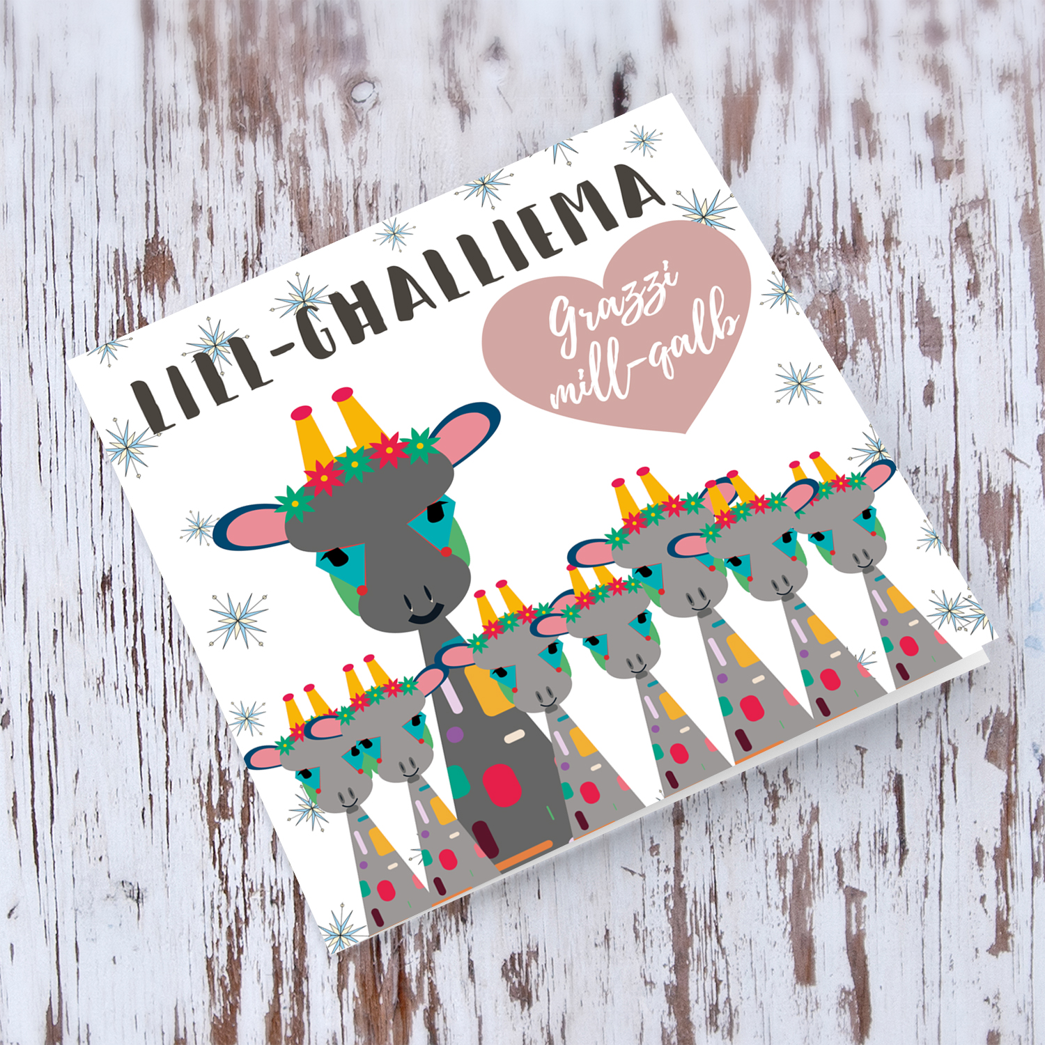 Giraffe themed thank you card for teachers in Maltese