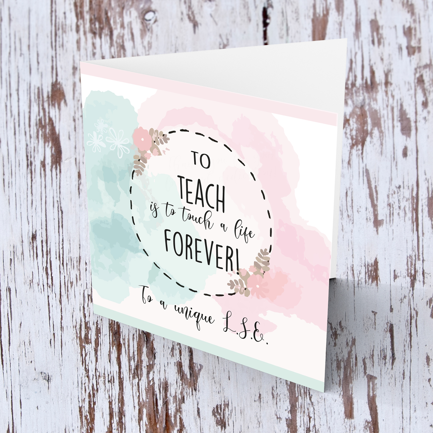 Pastel coloured thank you card for unique lse  in English