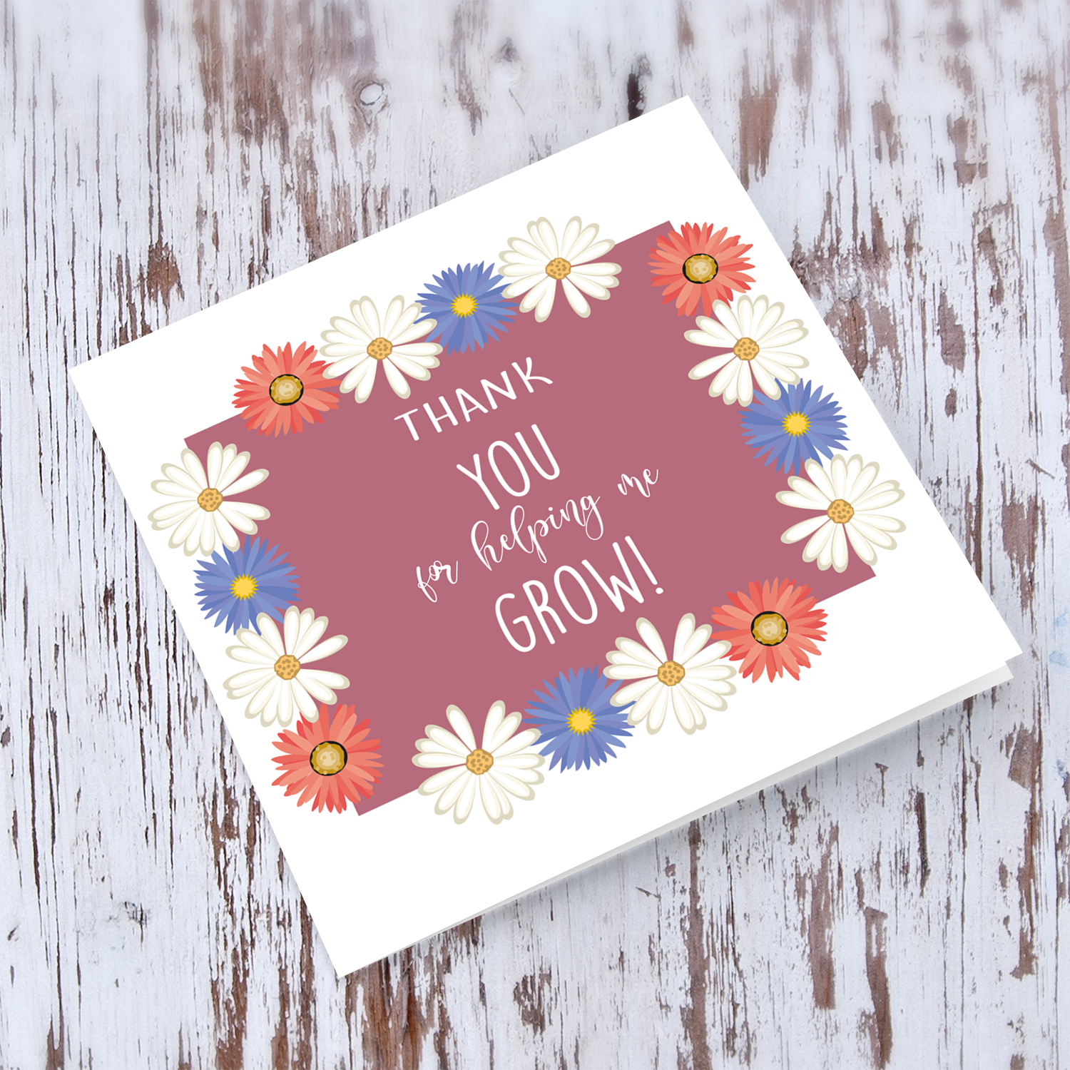 Flower themed thank you card in English