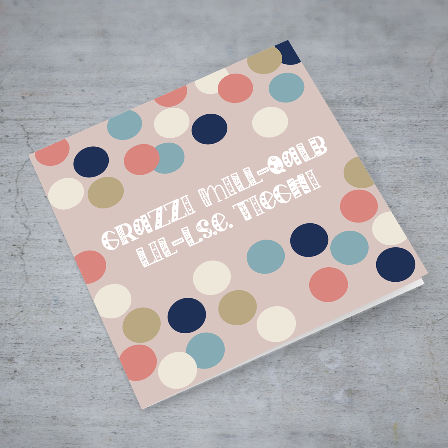 Colourful circles thank you card for lse in Maltese