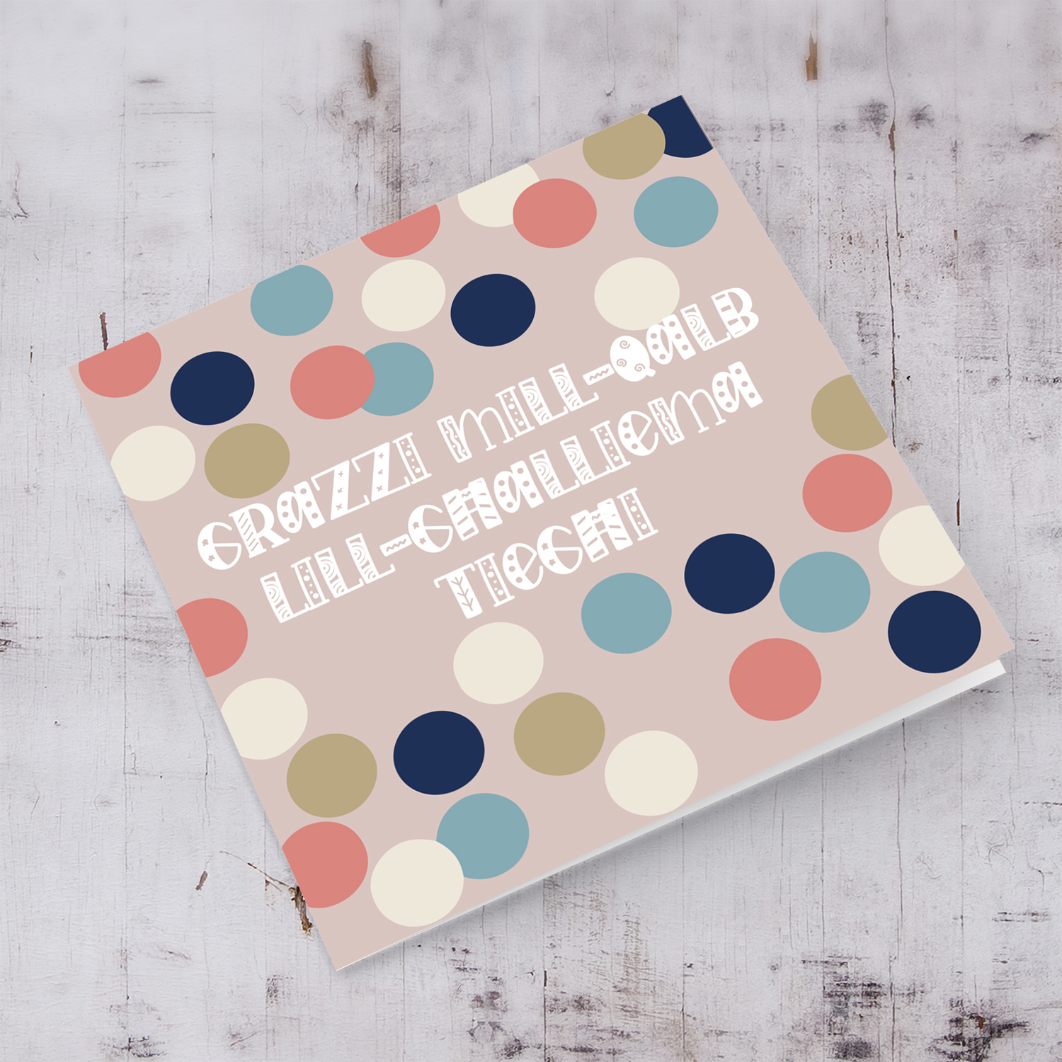 Colourful thank you card for teacher in Maltese (Female)