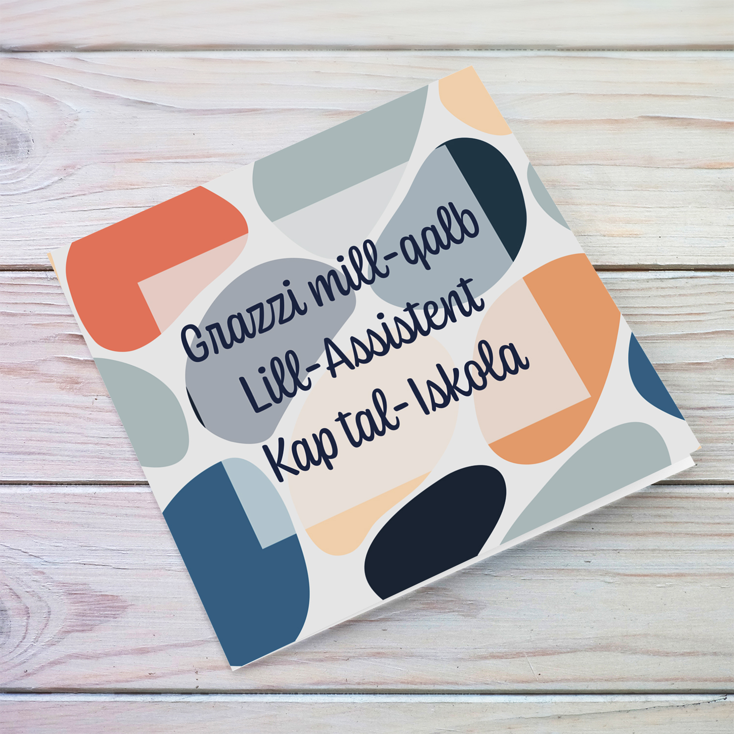 Thank you card with modern background for Assistant Head in Maltese