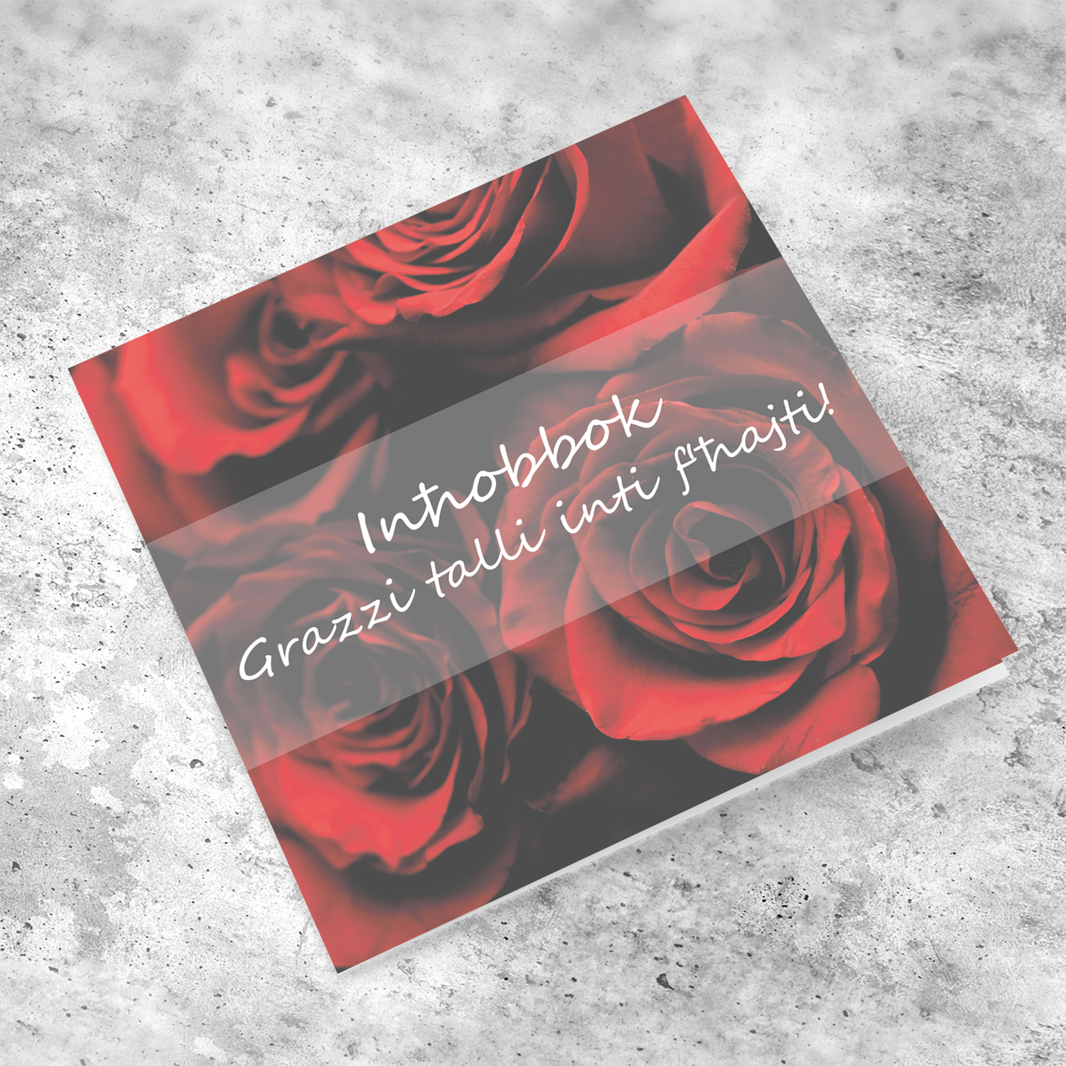 Red Roses Valentines Card in Maltese