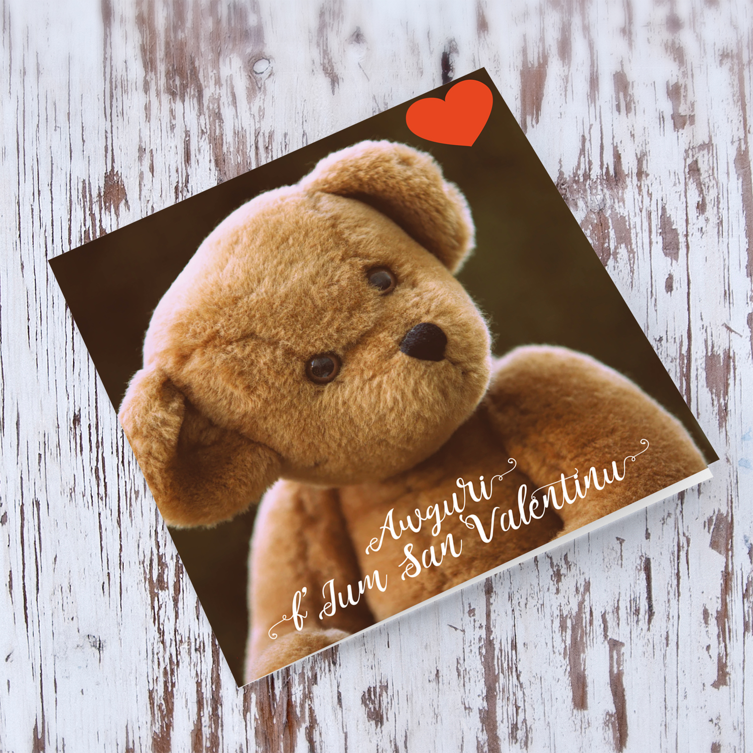 Teddy bear Valentine's Card in Maltese