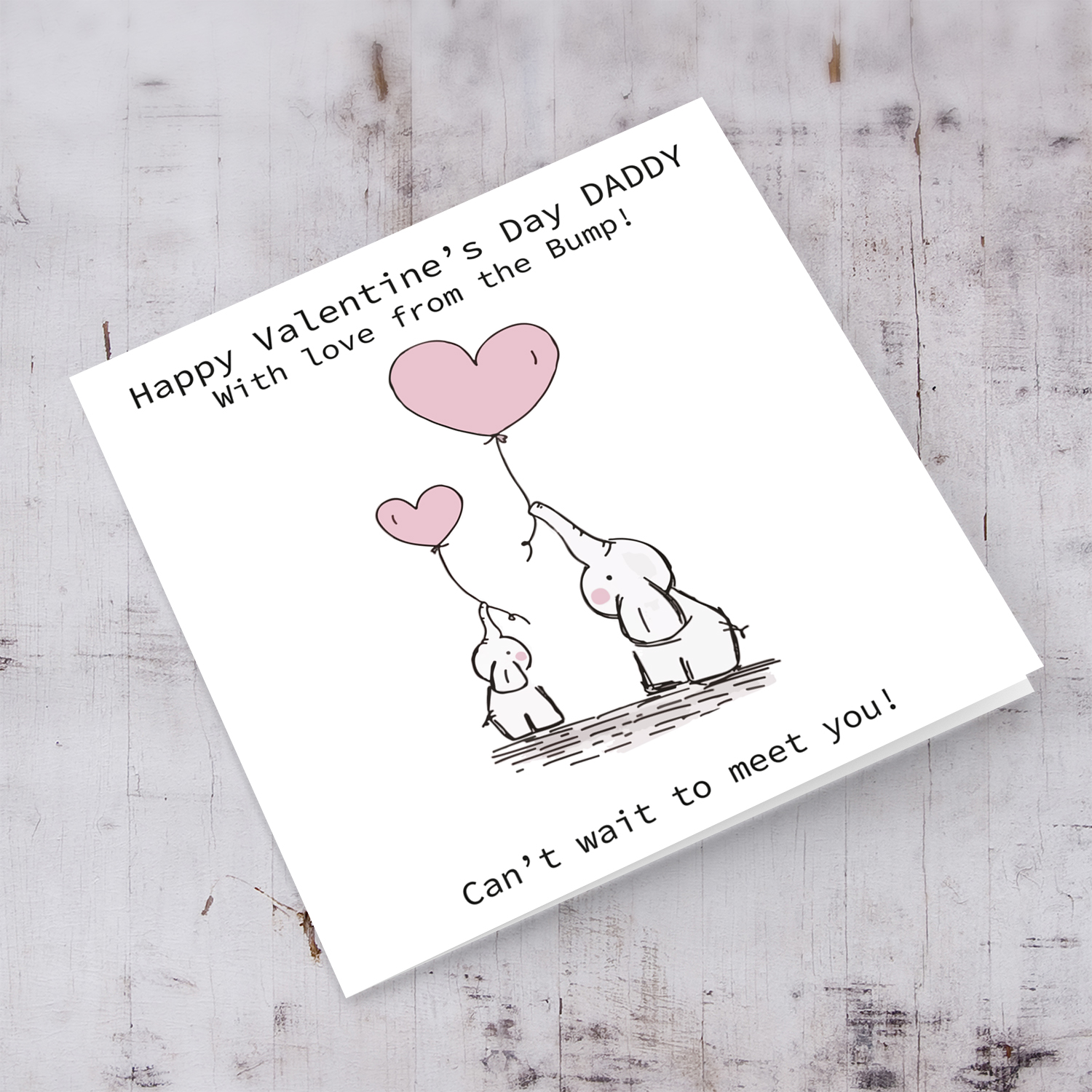 Elephant Valentines card for daddy with love from the bump in English