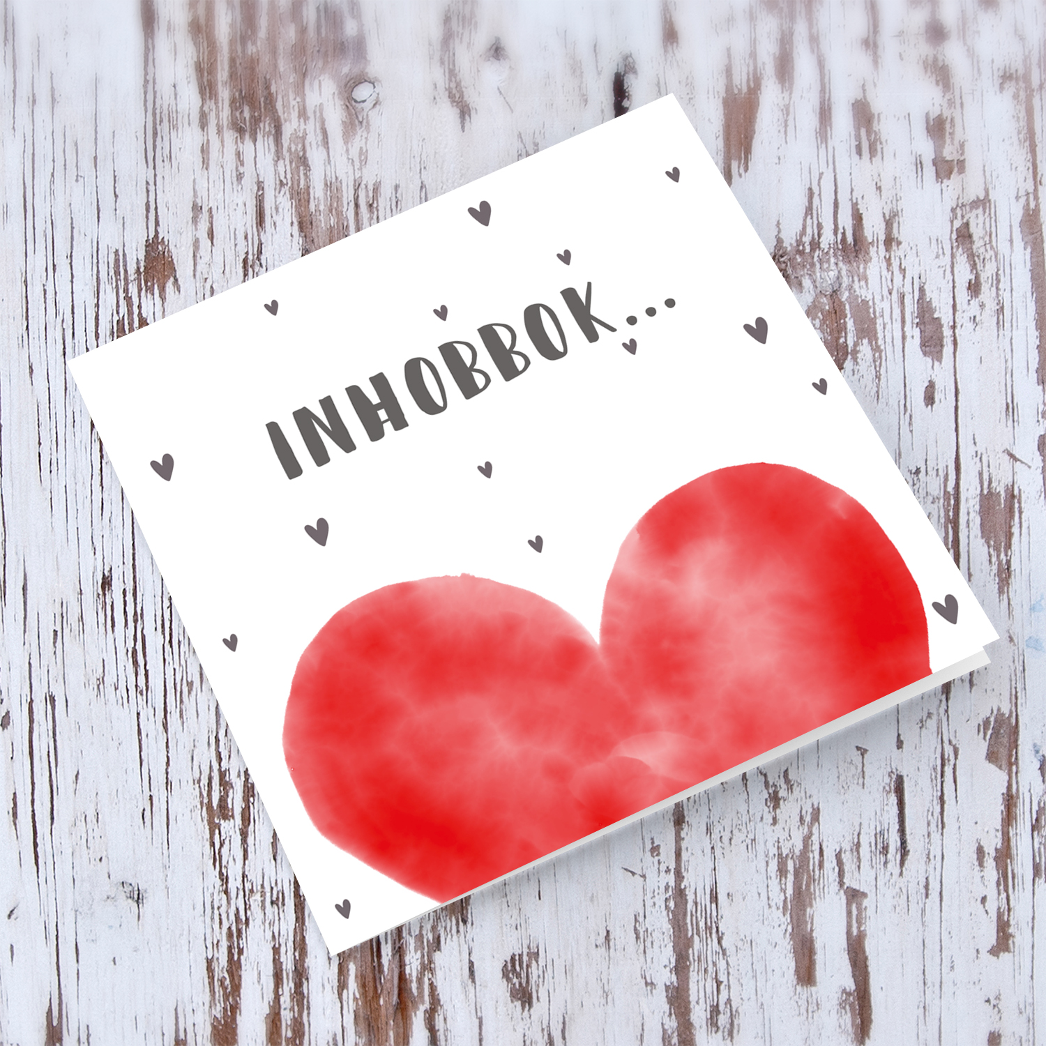 Red heart valentines card with small hearts in Maltese