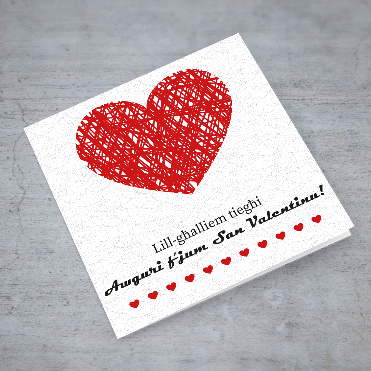 Red heart valentines card for male teacher in Maltese