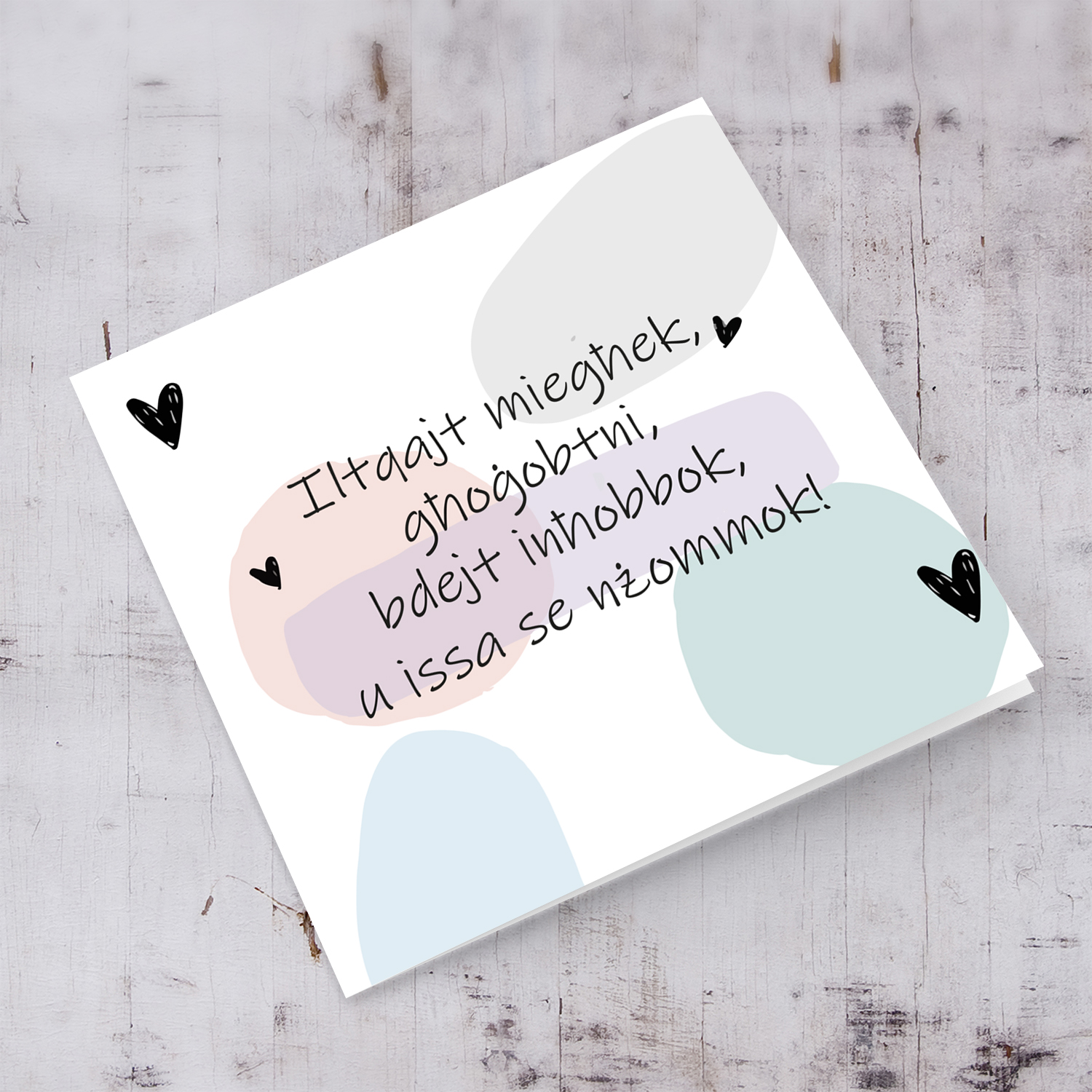 Valentine's Day card with pastel background and special message in Maltese