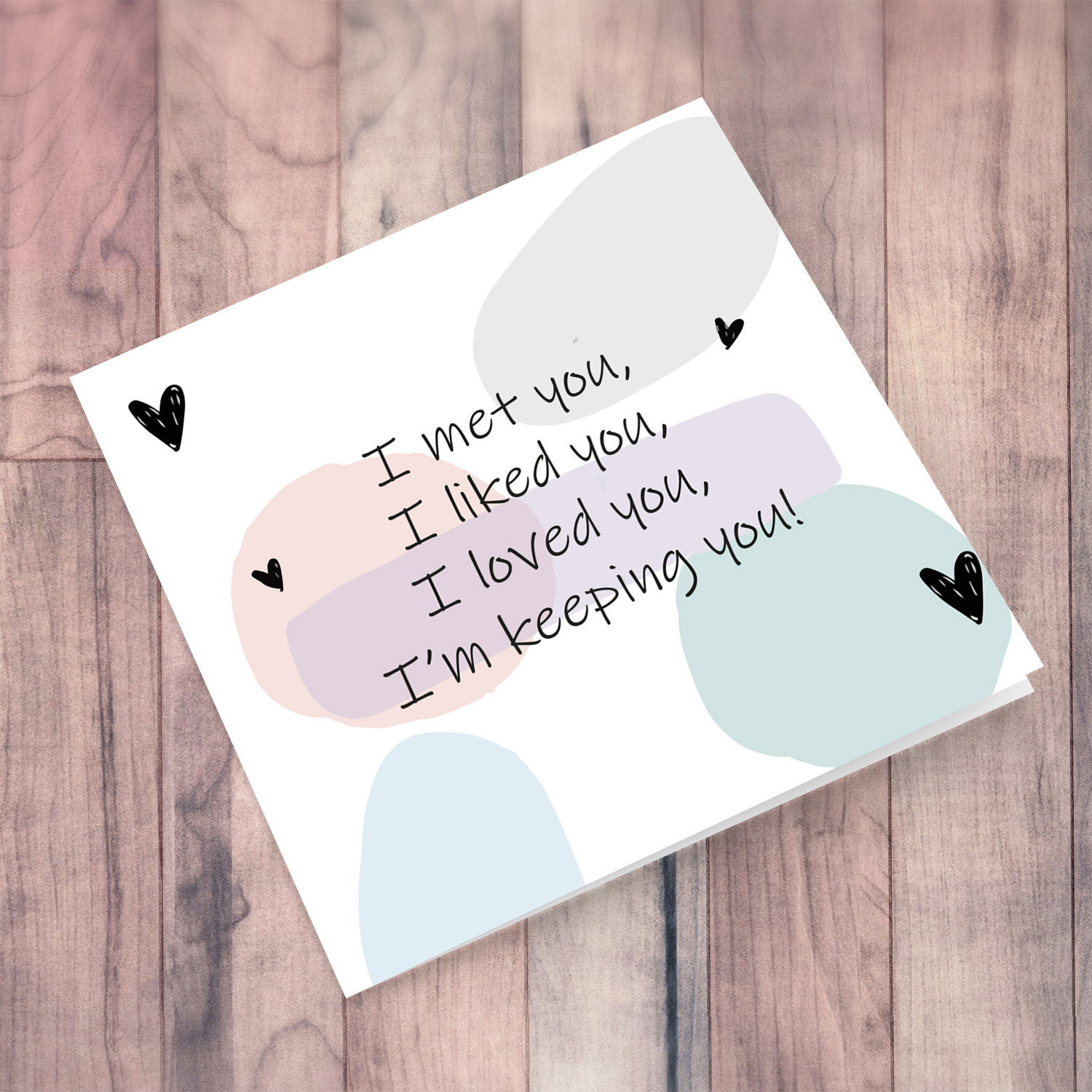 Valentine's Day card with pastel background and special message in English