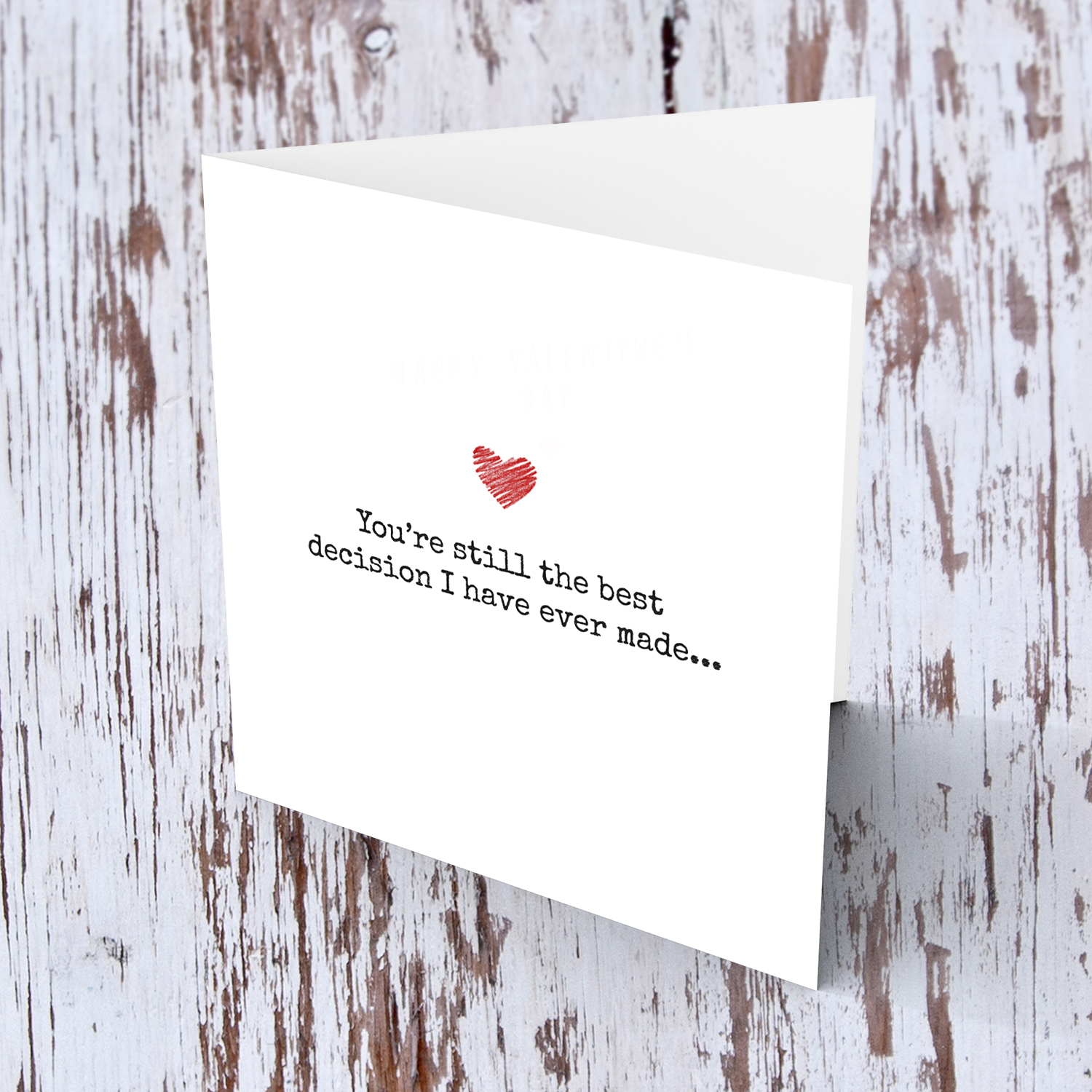 Minimalist Valentine's Day card with red heart in English