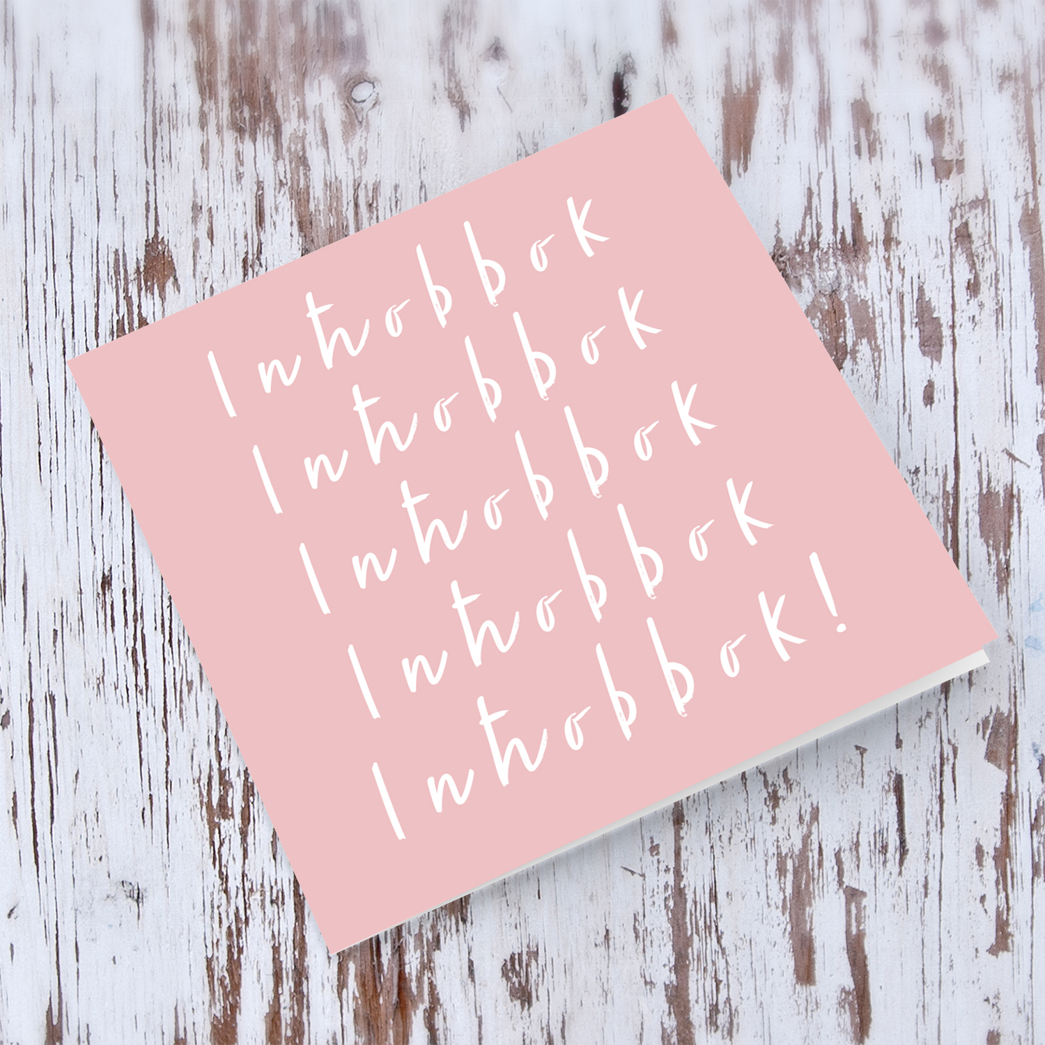 Pink background with white text, repetitive I love you Valentine's card in Maltese