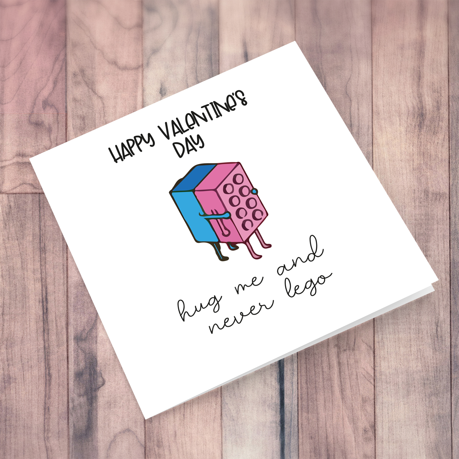Lego themed Valentine's Day card in English