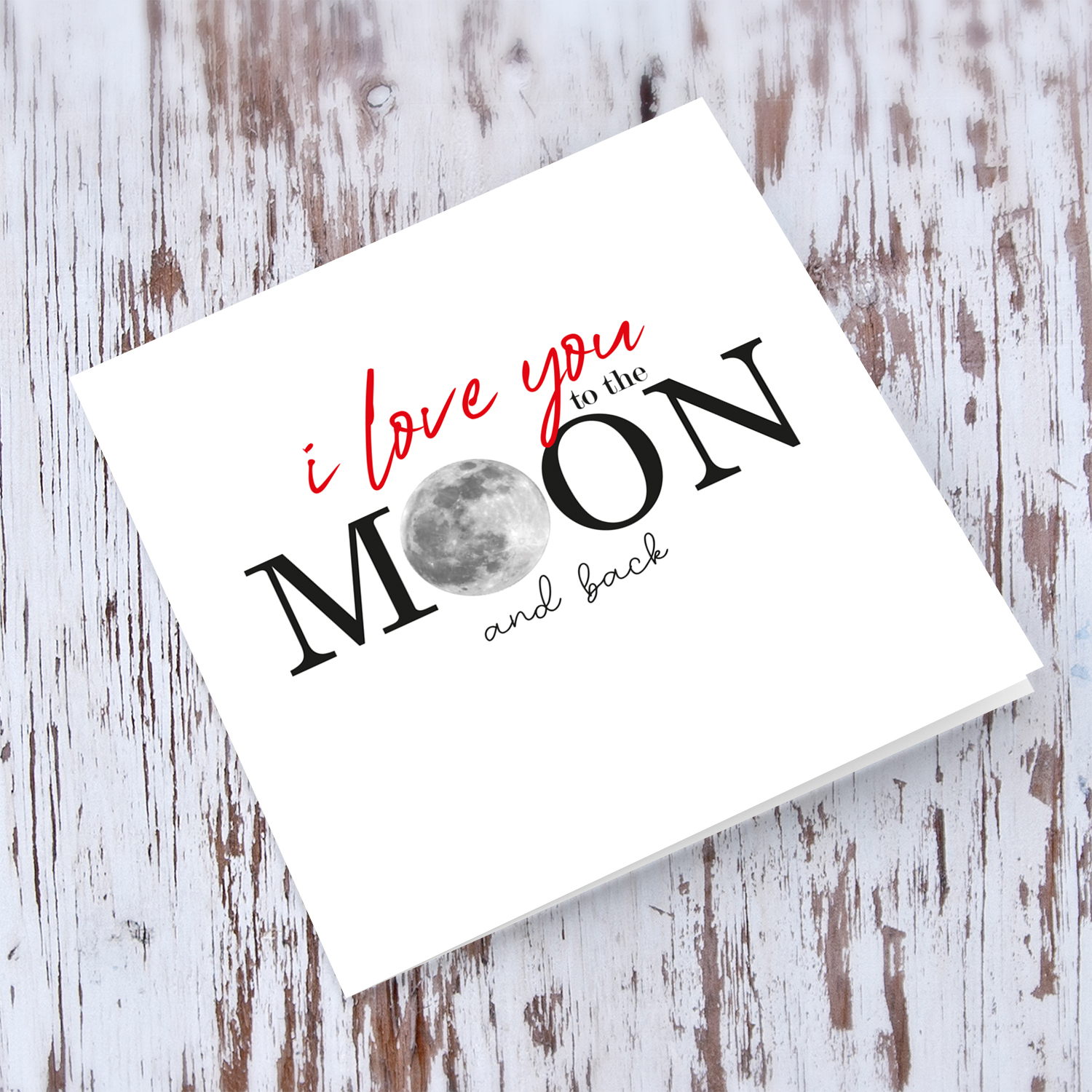 I love you to the moon and back Valentine's Day Card in English