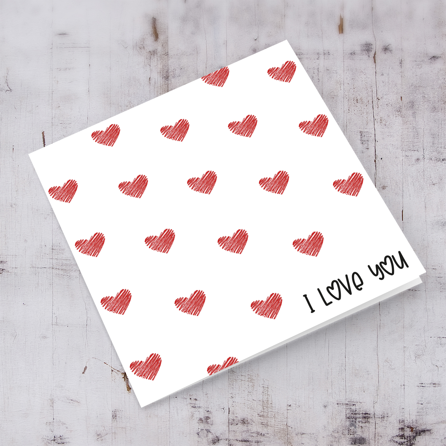 Red hearts Valentine's card in English