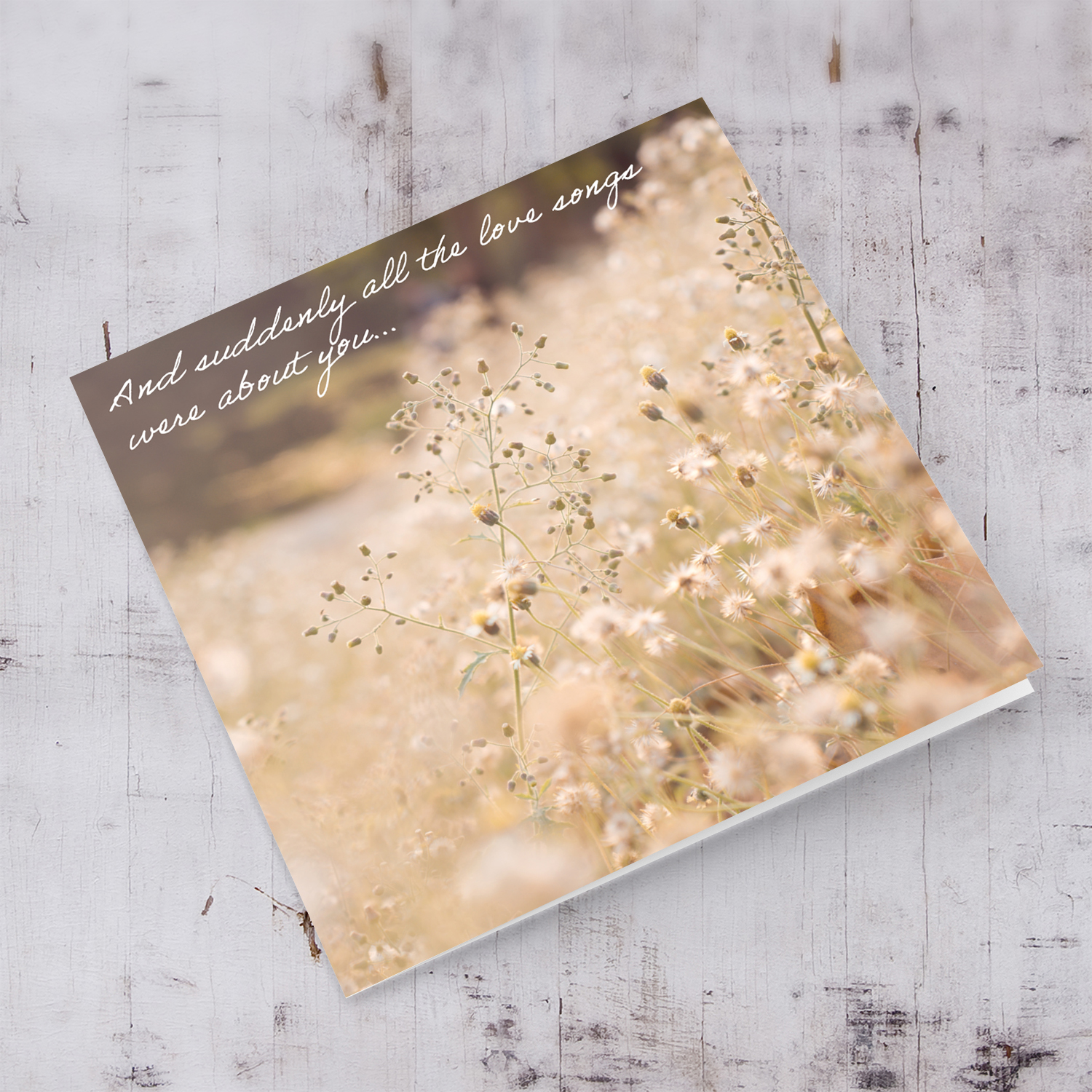 Flower field Valentine's Card in English