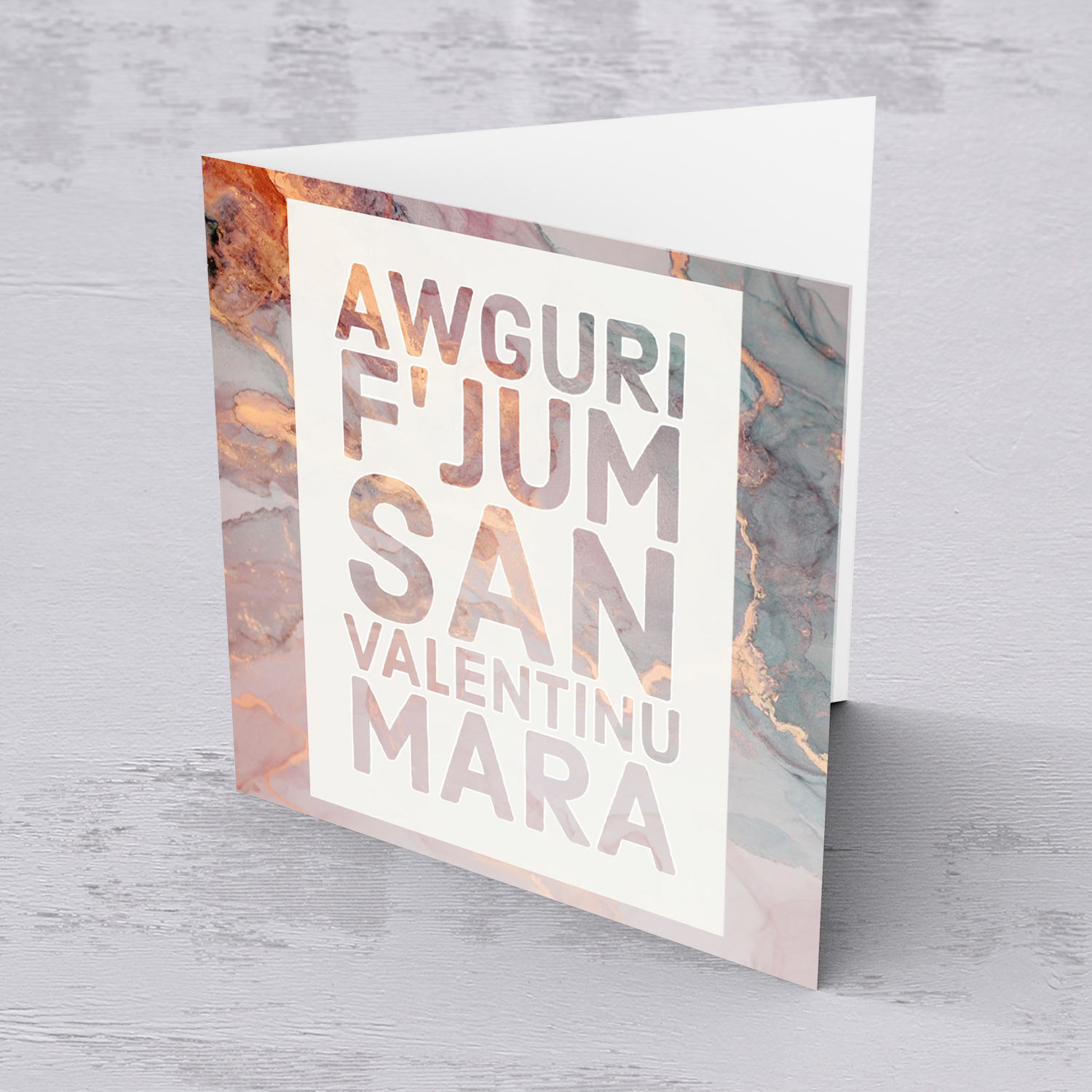 Wife/Woman Valentine's Day card with marbled background in Maltese